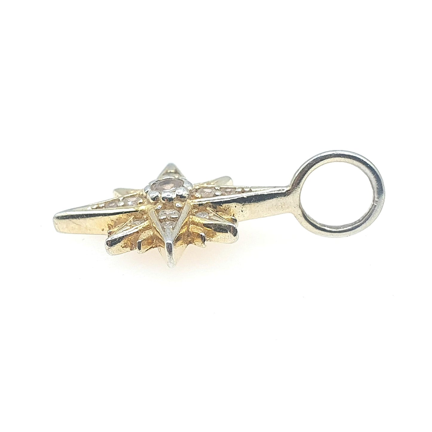 Vintage Sterling Silver North Star Pendant CZ Victorian Style Celestial Night Sparkle Gift Womens Necklace Jewelry Jewellery