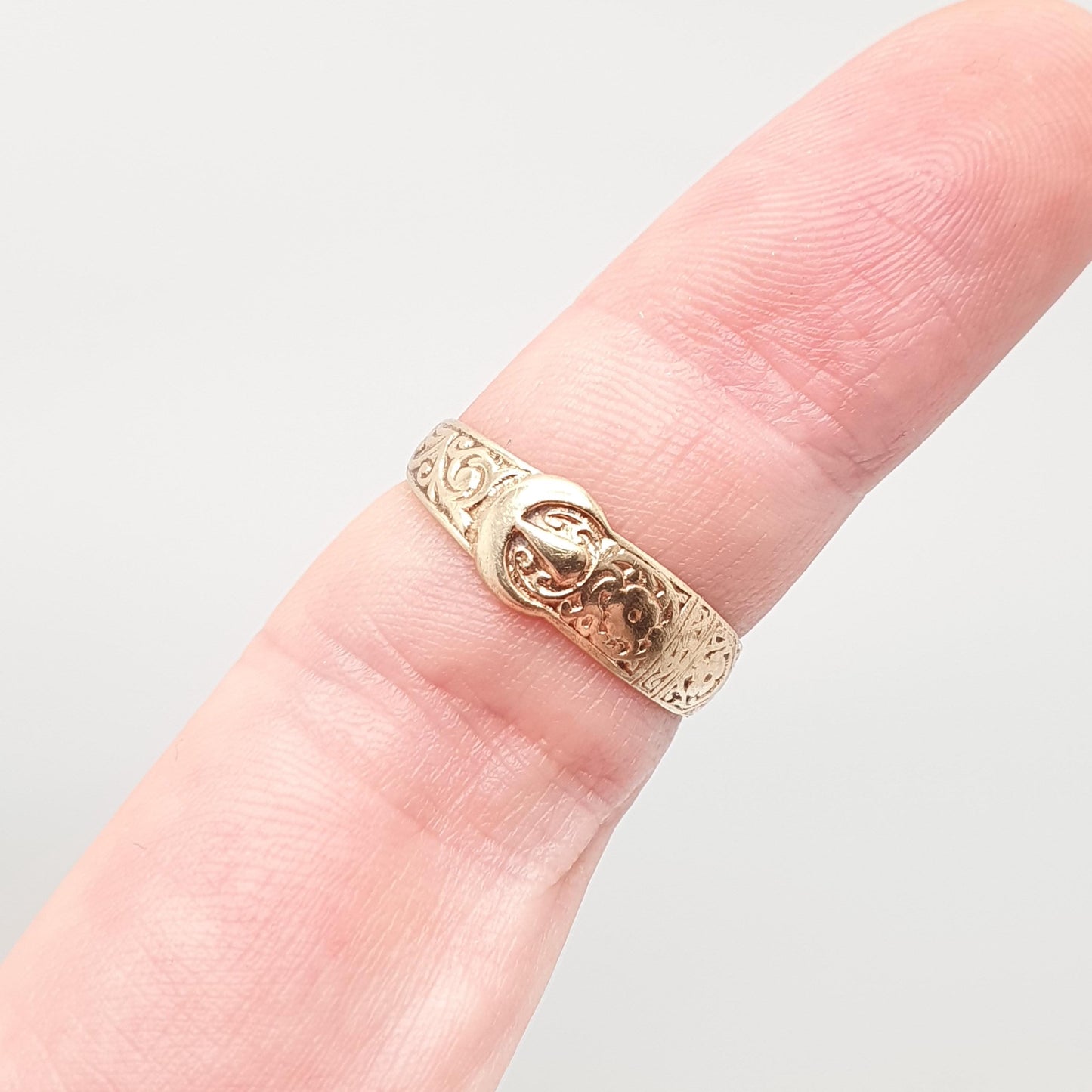 Vintage 9k 9ct Gold Buckle Band Ring Stacking Stacker 1973 Hallmarked Solid 375 9kt Stack Belt Mens Womens Jewelry Jewellery