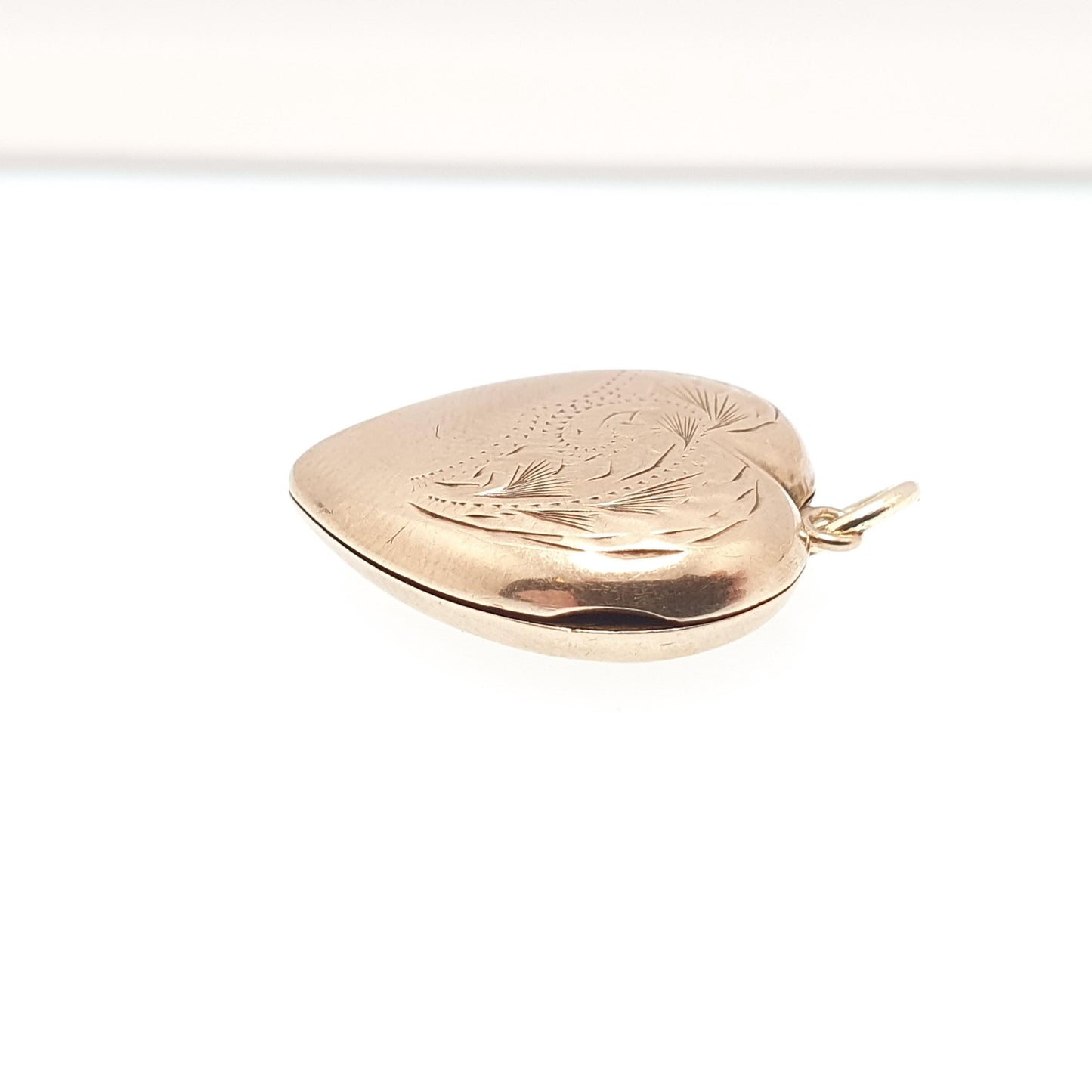 Antique 9ct Gold Heart Locket Cute Engraved Solid 9k 375 Pendant Love Gift Back & Front Necklace Jewelry Womens Jewellery