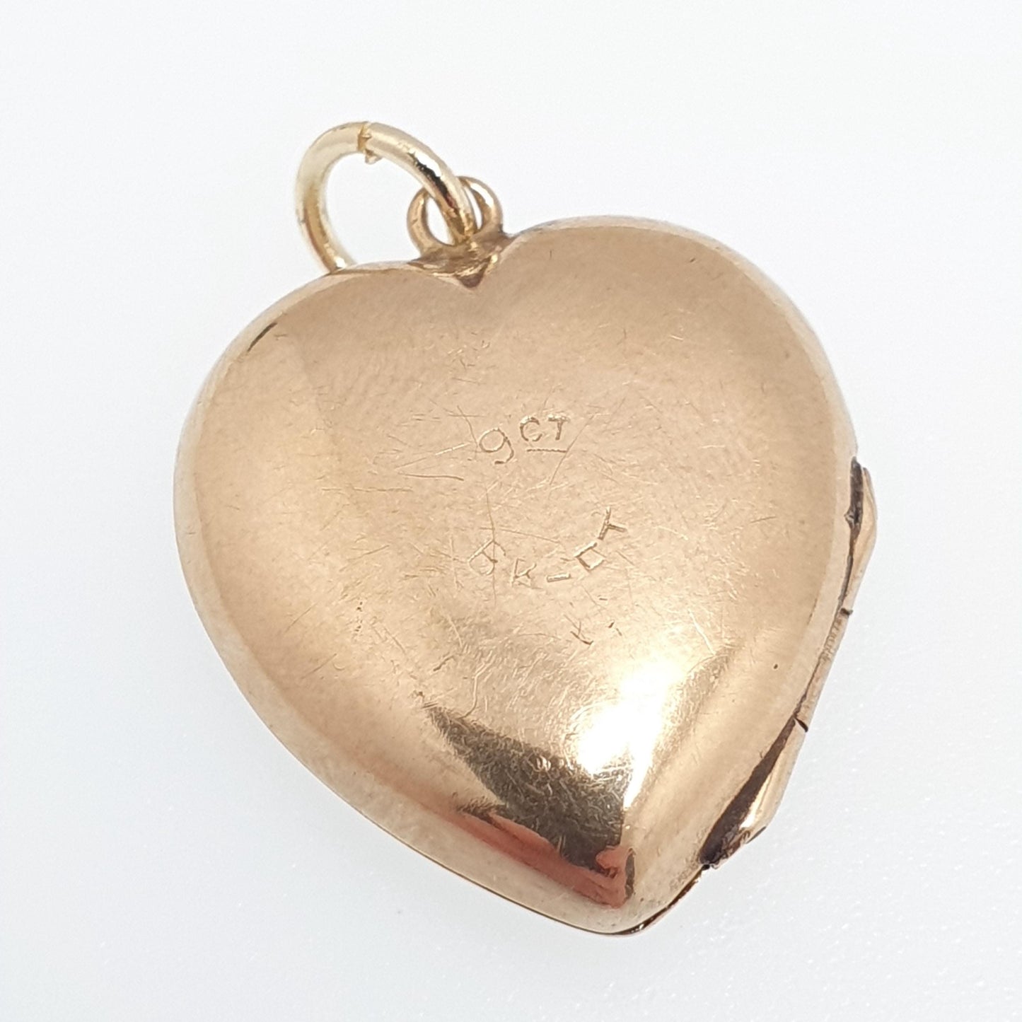 Antique 9ct Gold Heart Locket Cute Engraved Solid 9k 375 Pendant Love Gift Back & Front Necklace Jewelry Womens Jewellery
