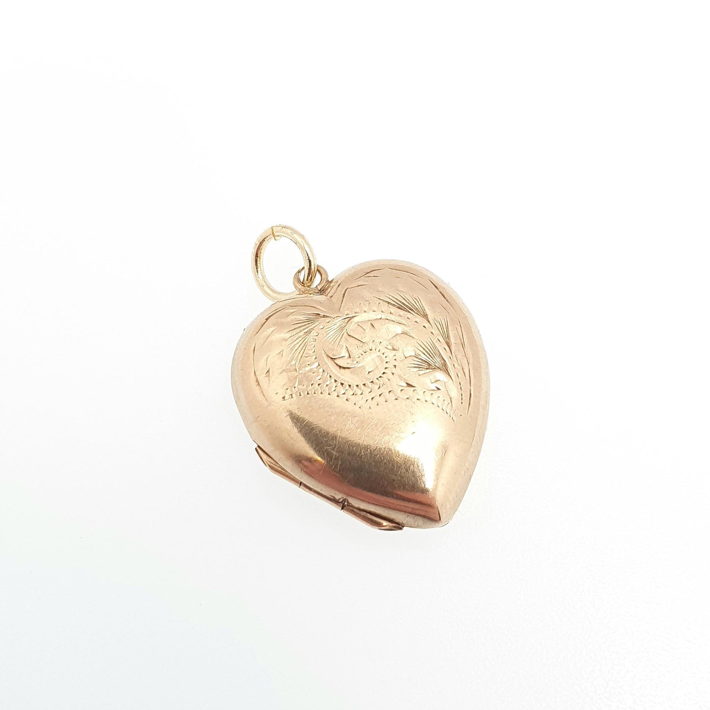Antique 9ct Gold Heart Locket Cute Engraved Solid 9k 375 Pendant Love Gift Back & Front Necklace Jewelry Womens Jewellery
