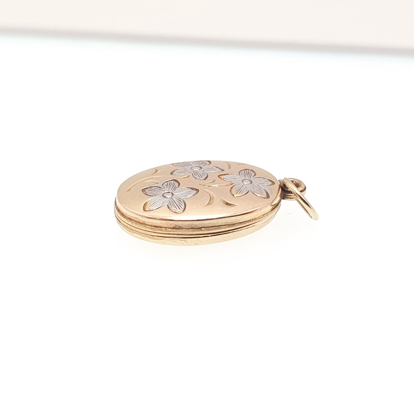 Vintage Solid 9k 9kt Gold Flower Locket Oval All 9ct 9 Carat Small Necklace Photo Picture Pendant Jewelry Jewellery