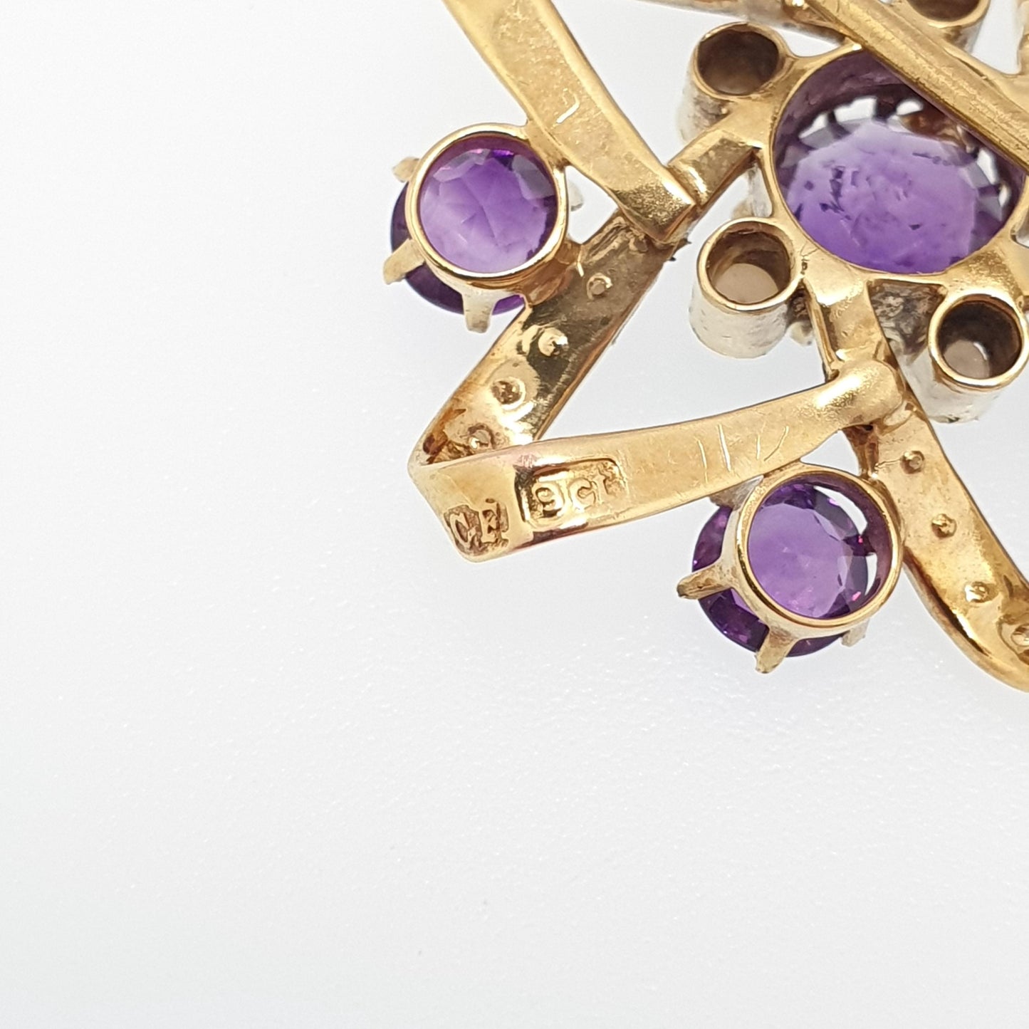 Antique 9ct Gold Amethyst Pendant Star Shape Necklace Brooch Seed Pearl Edwardian Solid 9k 9kt Vintage Jewellery Jewelry