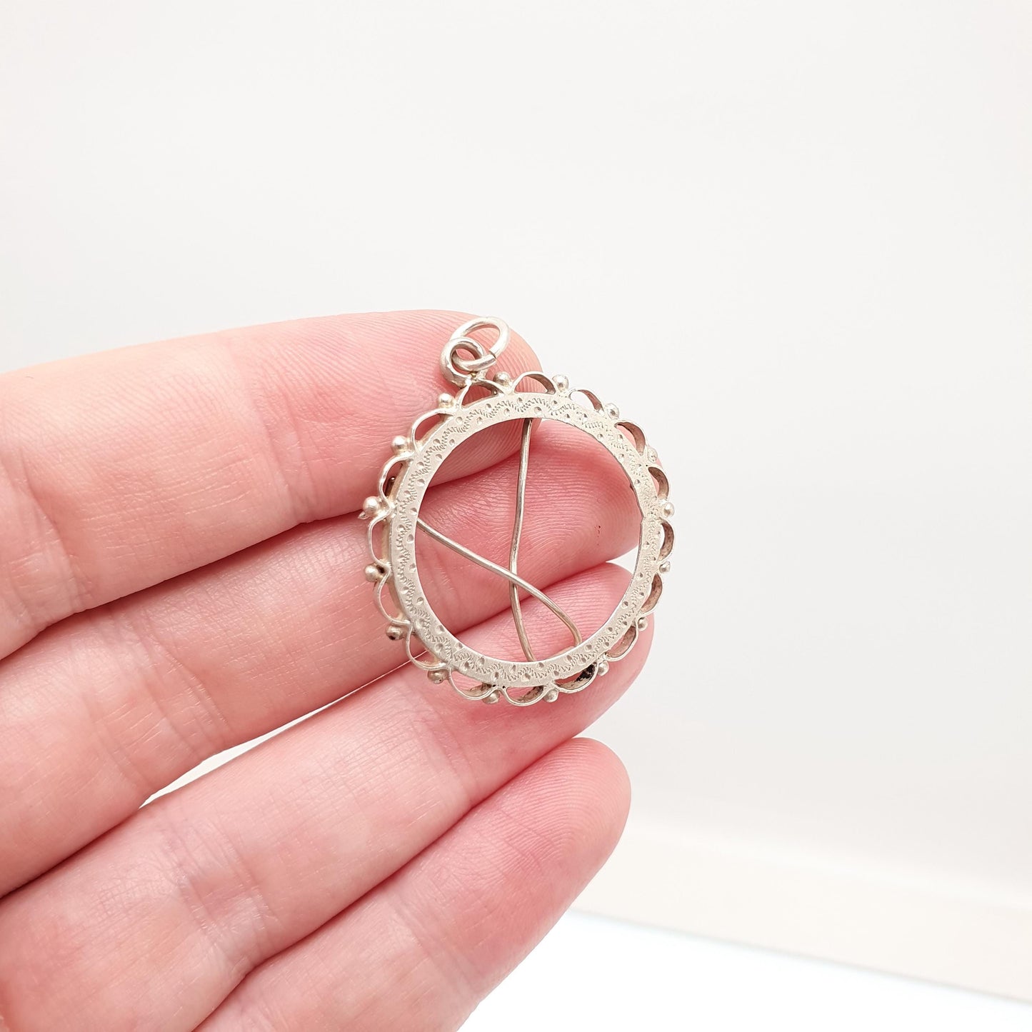 Antique Victorian Sterling Silver Shilling Coin Mount Pendant Necklace Bezel 1896 Hallmark Vintage Jewelry Jewellery