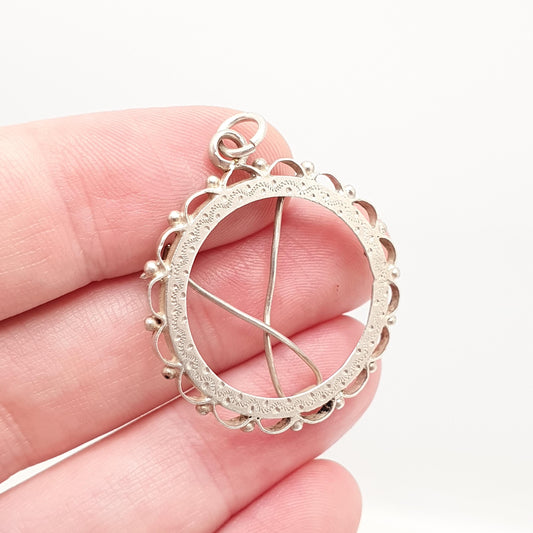 Antique Victorian Sterling Silver Shilling Coin Mount Pendant Necklace Bezel 1896 Hallmark Vintage Jewelry Jewellery
