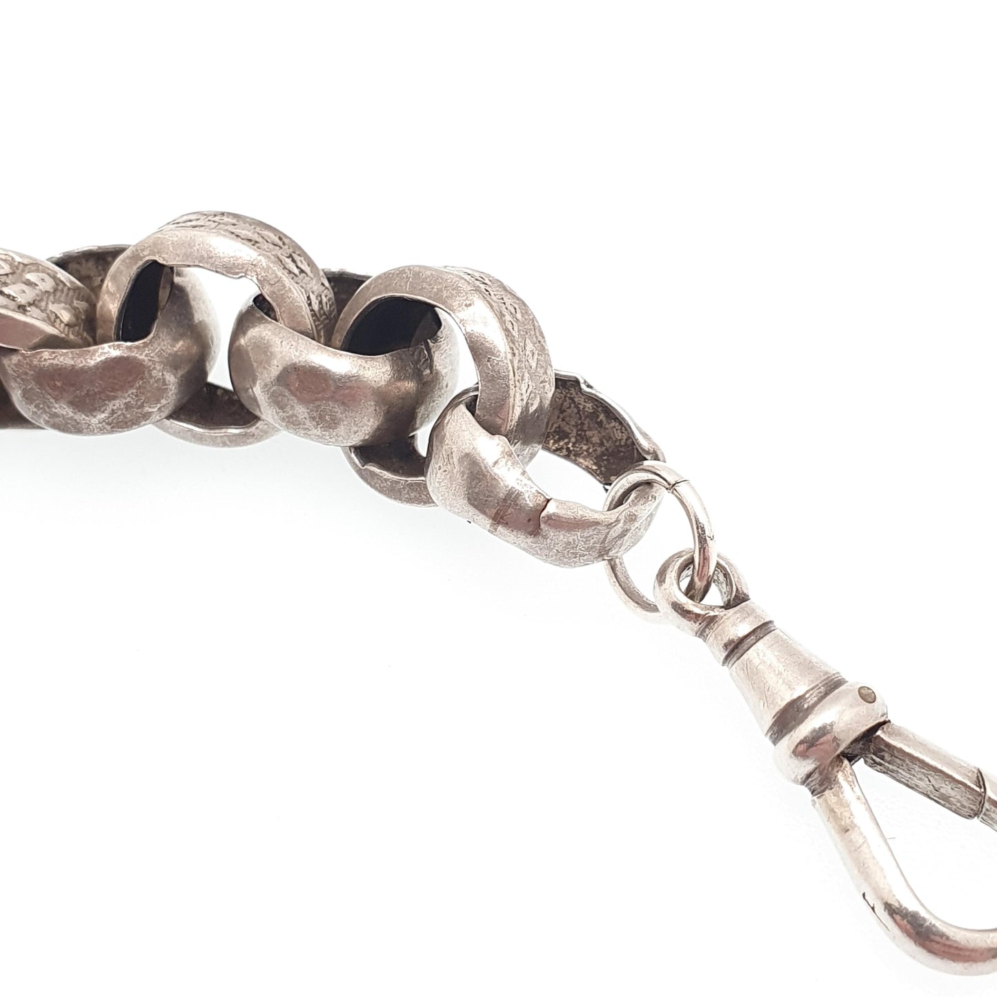 Antique Victorian Sterling Silver Belcher Link Bracelet Dog Clip Large Rolo 20.19g 20cm Round Albert Chain Vintage Jewelry Jewellery