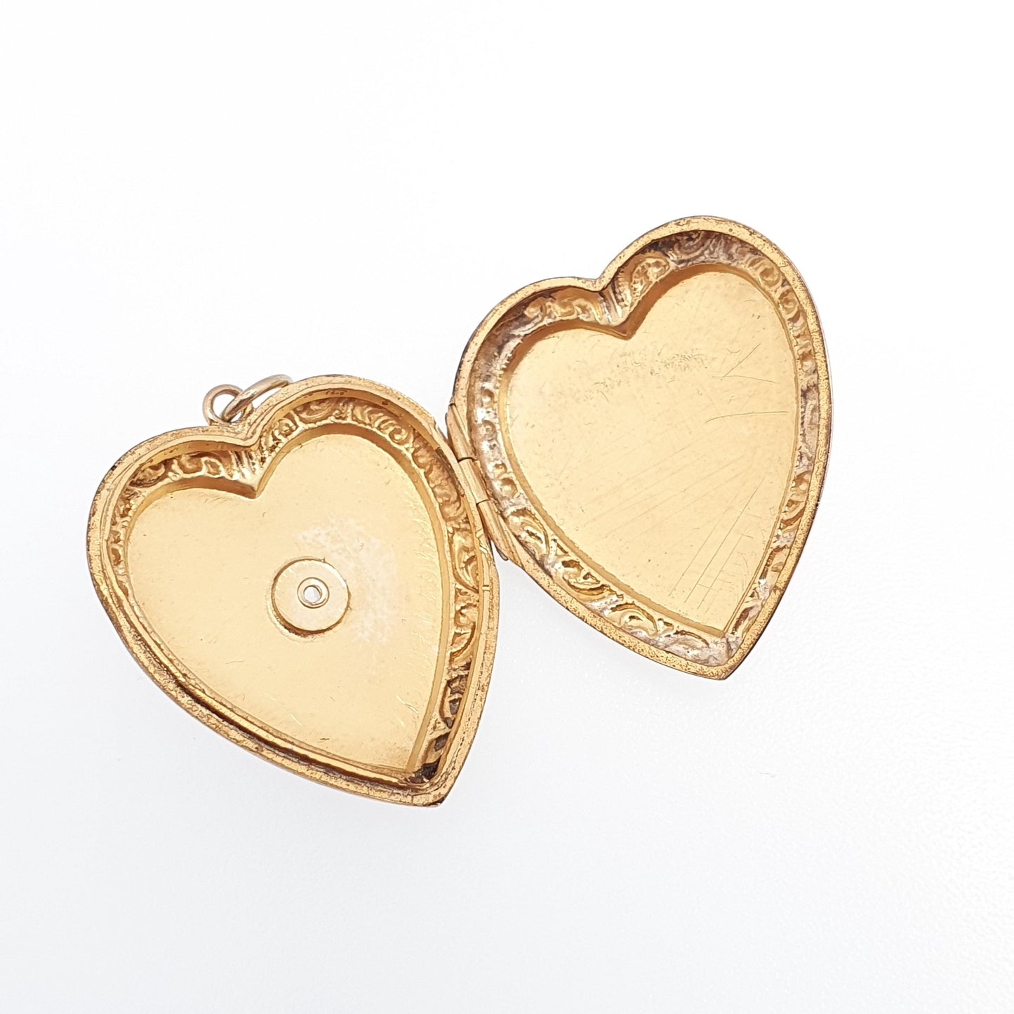 Antique Diamond Heart Locket 9ct 9k Gold Back and Front Pendant Star Engraved Necklace Jewelry Womens Jewellery