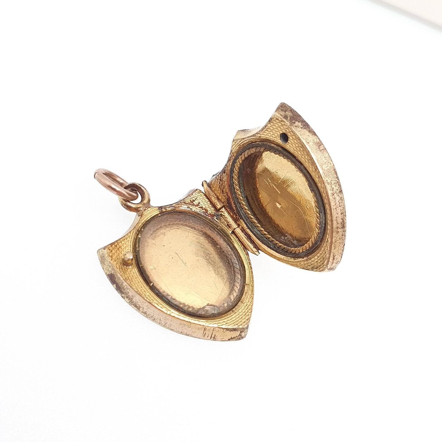 Antique Victorian 9ct Gold Shield Locket 9kt 9k Back and Front Grape Engraved Pendant Picture Photo Vintage