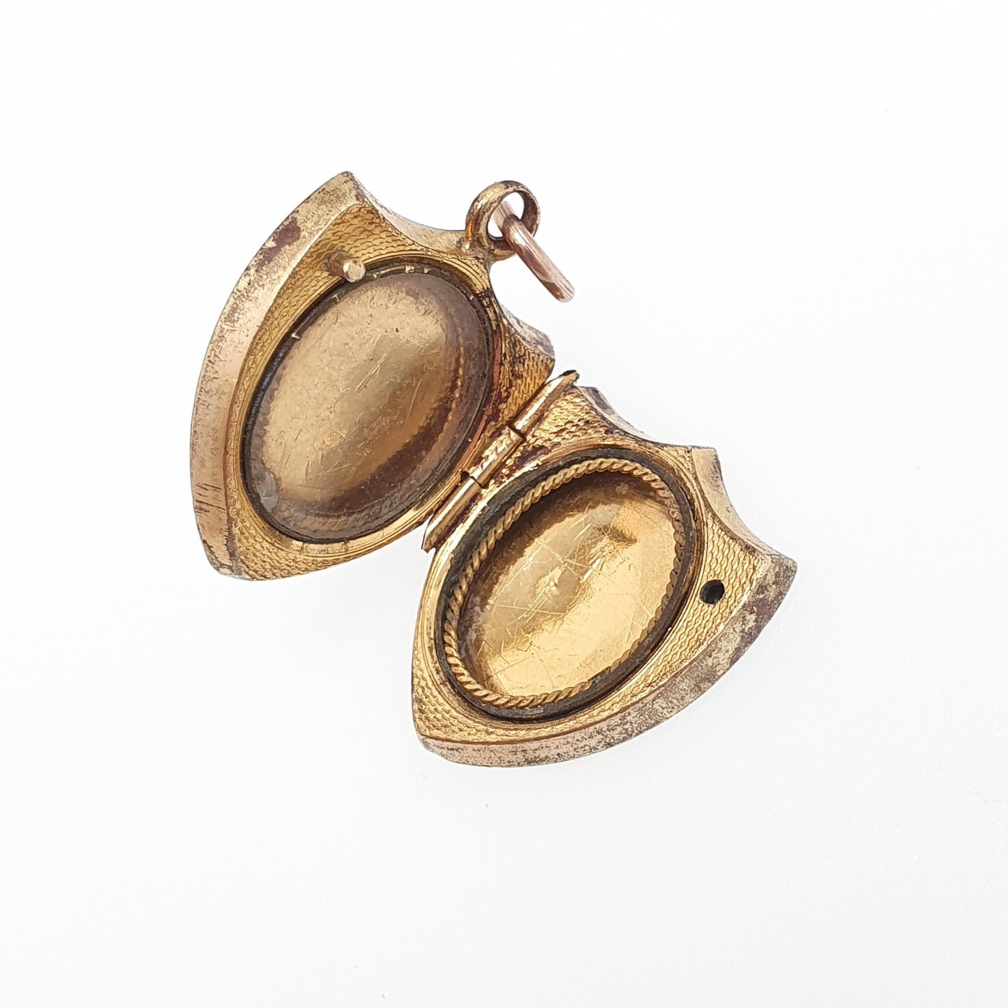 Antique Victorian 9ct Gold Shield Locket 9kt 9k Back and Front Grape Engraved Pendant Picture Photo Vintage