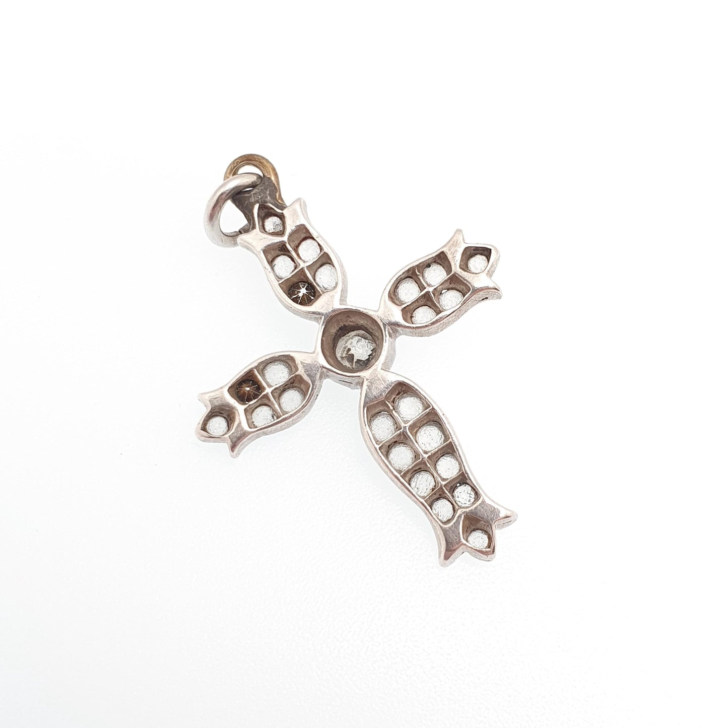 Antique Solid Silver Paste Crucifix Pendant Cross Necklace Jewelry Georgian Revival Christian Catholic Jewellery Jewelry