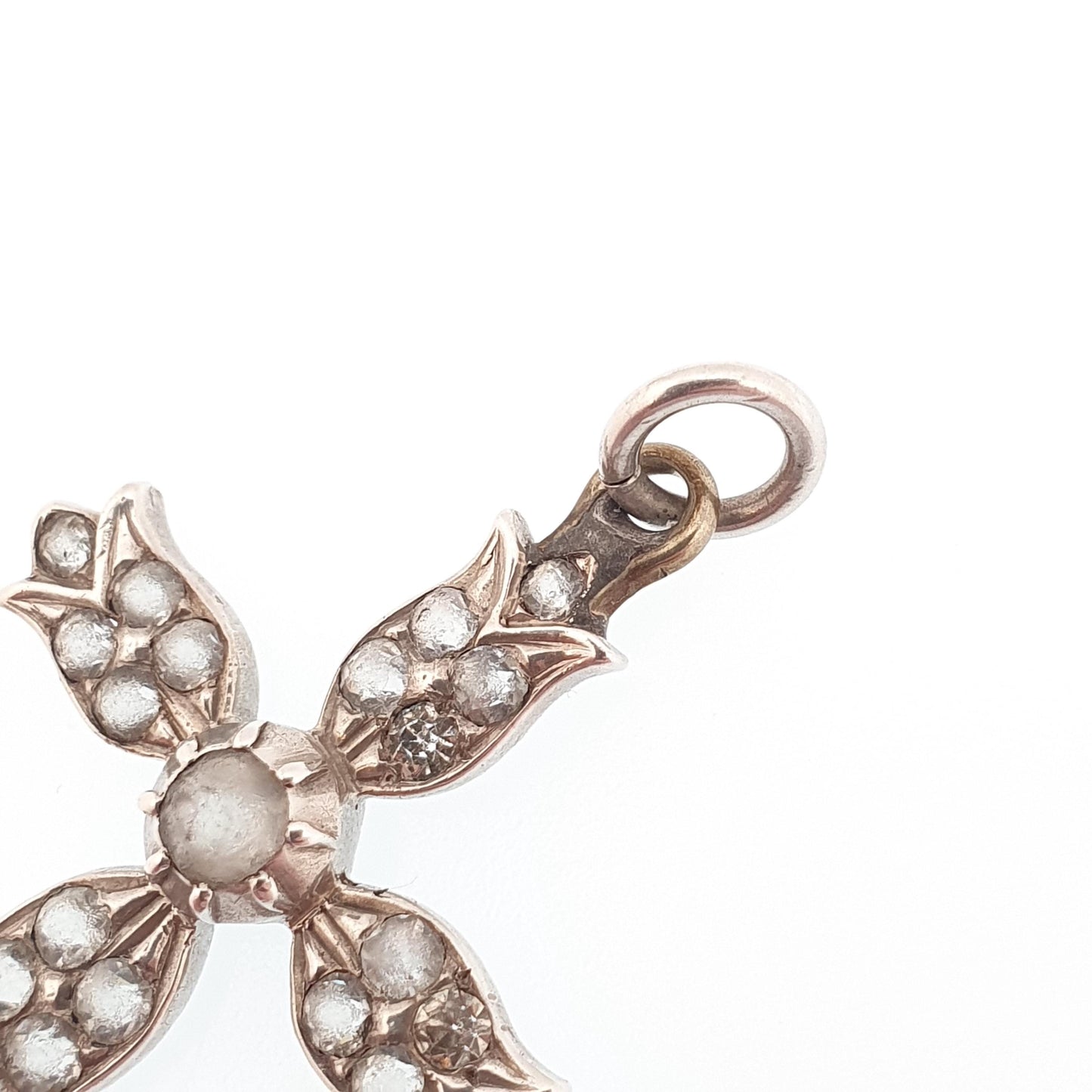 Antique Solid Silver Paste Crucifix Pendant Cross Necklace Jewelry Georgian Revival Christian Catholic Jewellery Jewelry