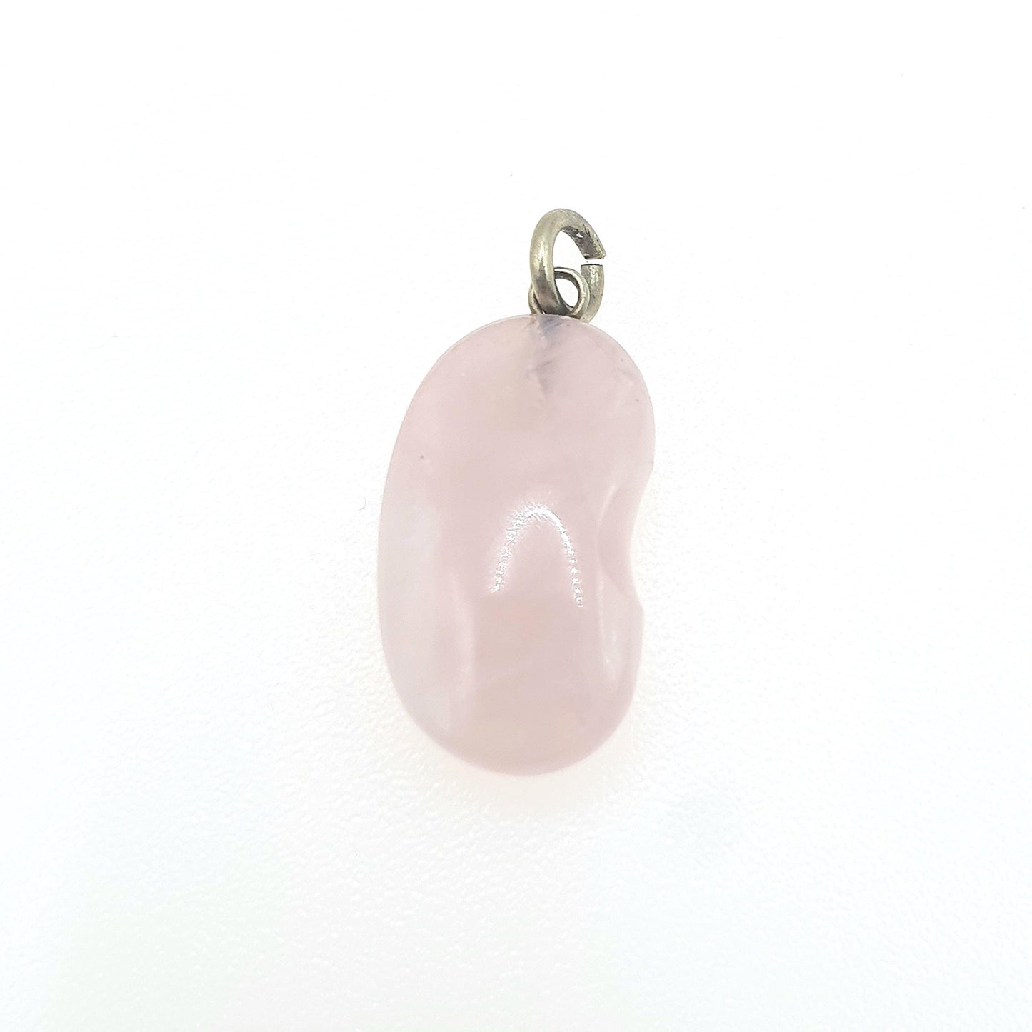 Antique Victorian Kidney Lucky Bean Rose Quartz Charm Pendant Necklace Genuine Pink Natural Gemstone Pebble Good Luck Jewellery