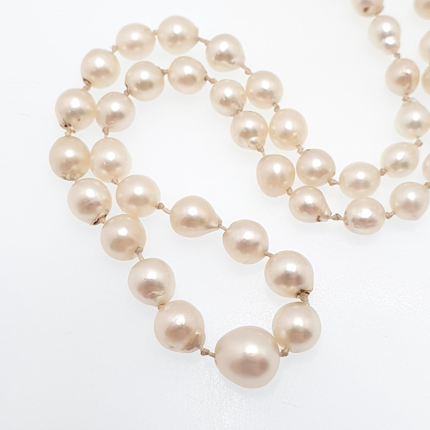 Antique Cultured Pearl Necklace Solid Silver Paste Clasp Art Deco 43cm 16.9" 17.80g Real Genuine Pearls Vintage 1920s Jewelry