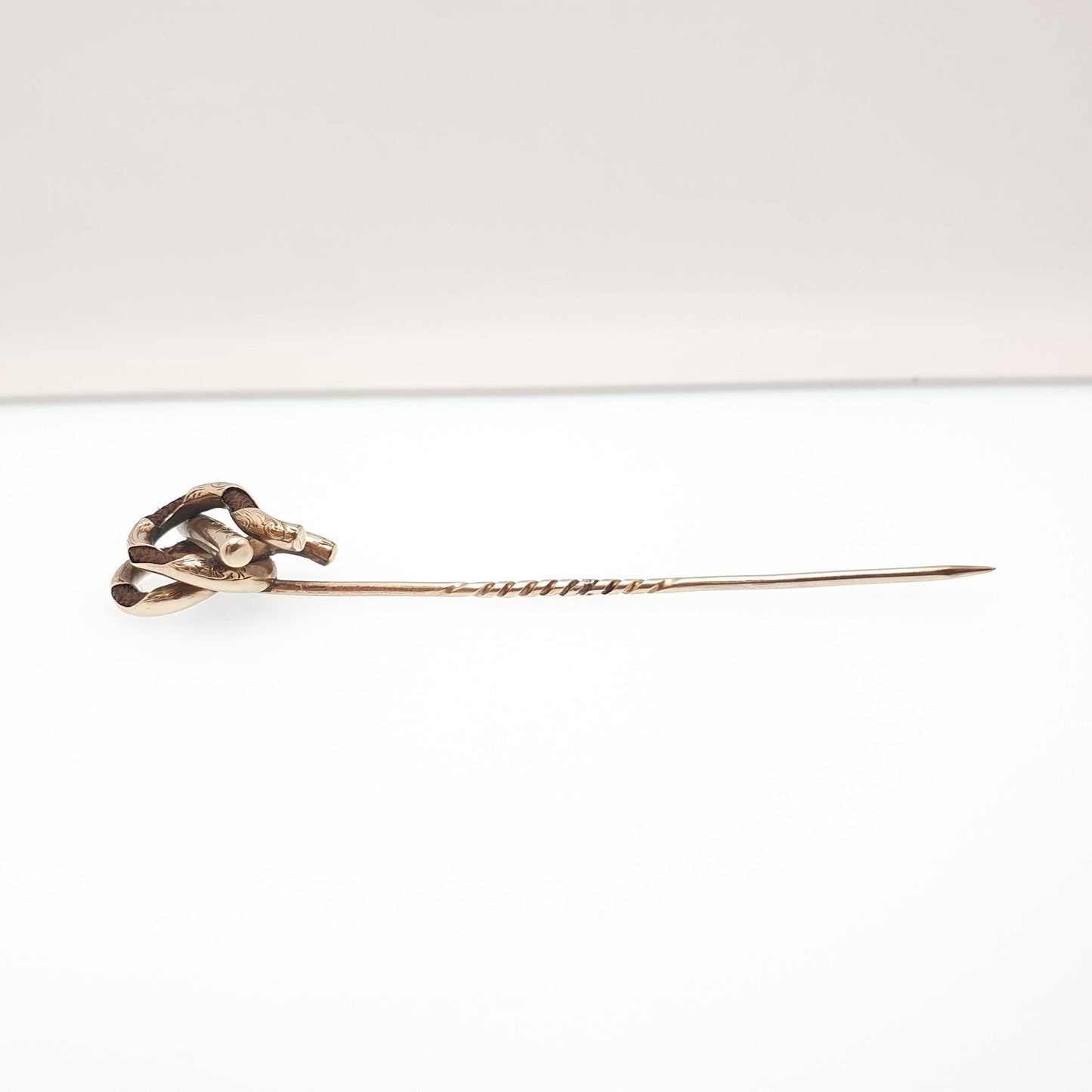 RESERVED/SOLD DON Antique 9ct Gold Mourning Knot Stick Pin Victorian Braided Hair Solid 9k 375 9kt