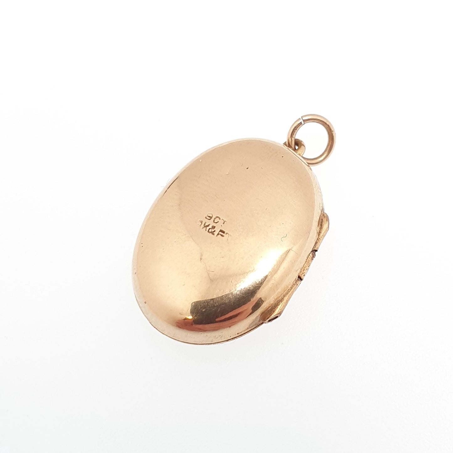 Antique 9ct Gold Butterfly Locket Oval Yellow Solid 9k 375 Back & Front Engraved Cute Pendant Necklace Jewelry Womens Jewellery