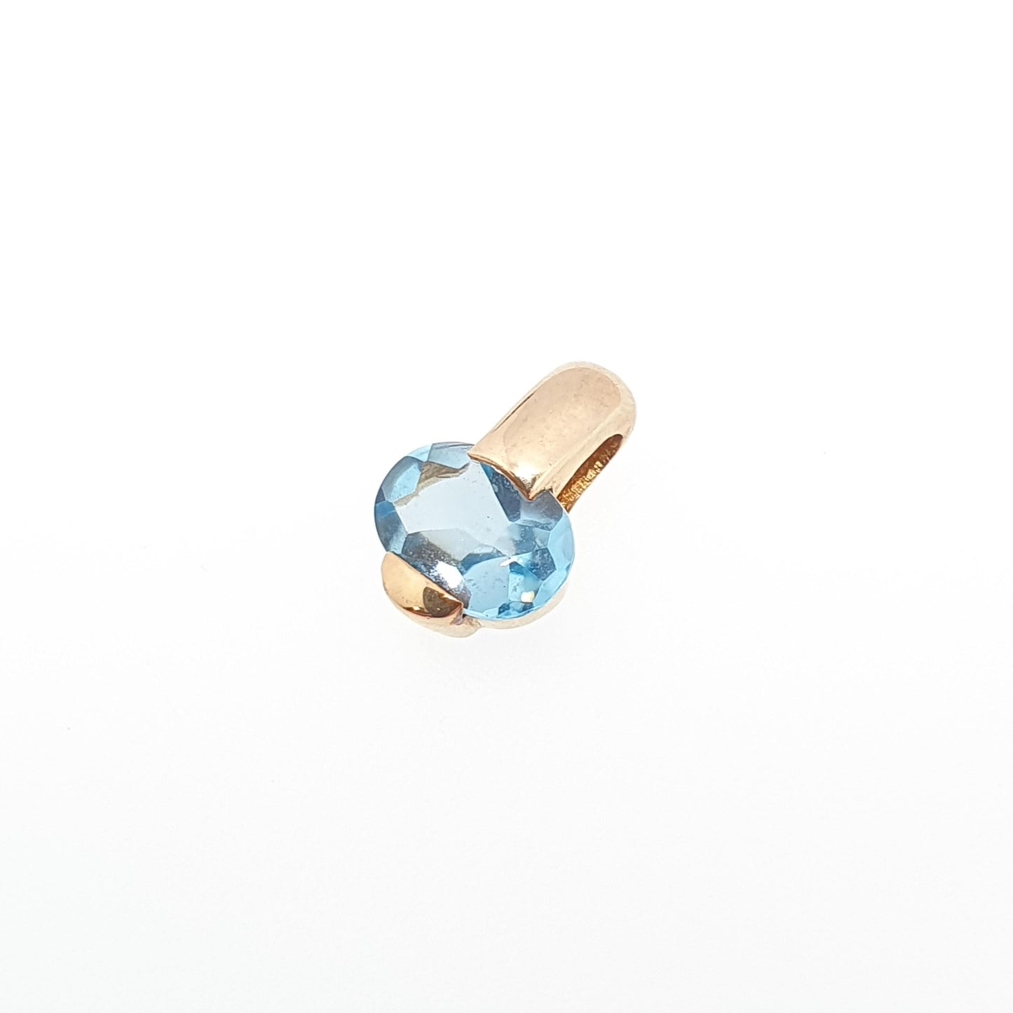 Vintage 9k 9ct Gold Swiss Topaz Necklace Pendant Oval Cut Solid 375 Blue Gemstone Small Tiny Womens Jewelry Jewellery