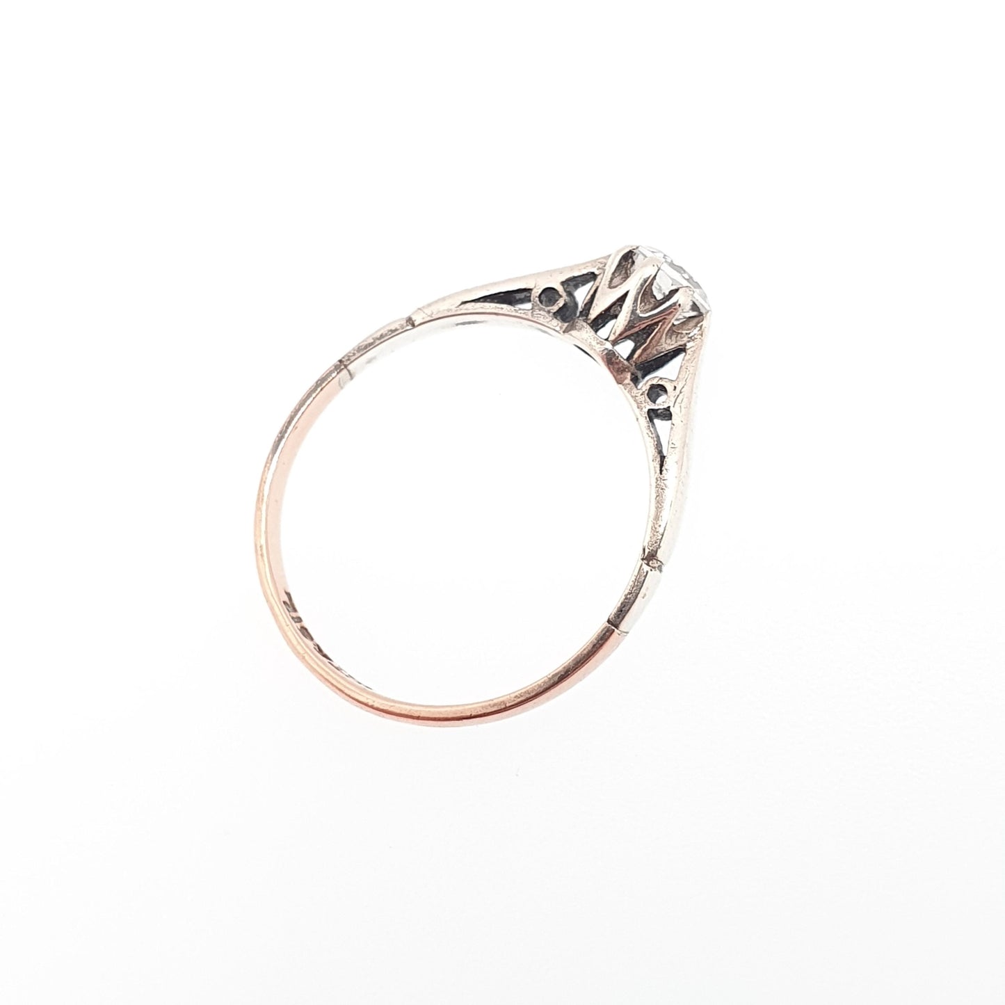 Antique Art Deco 9ct Gold White Spinel Ring Solitaire Solid Silver Rose Gold 9k 375 Genuine Gemstone 1920s Vintage Cocktail Jewelry