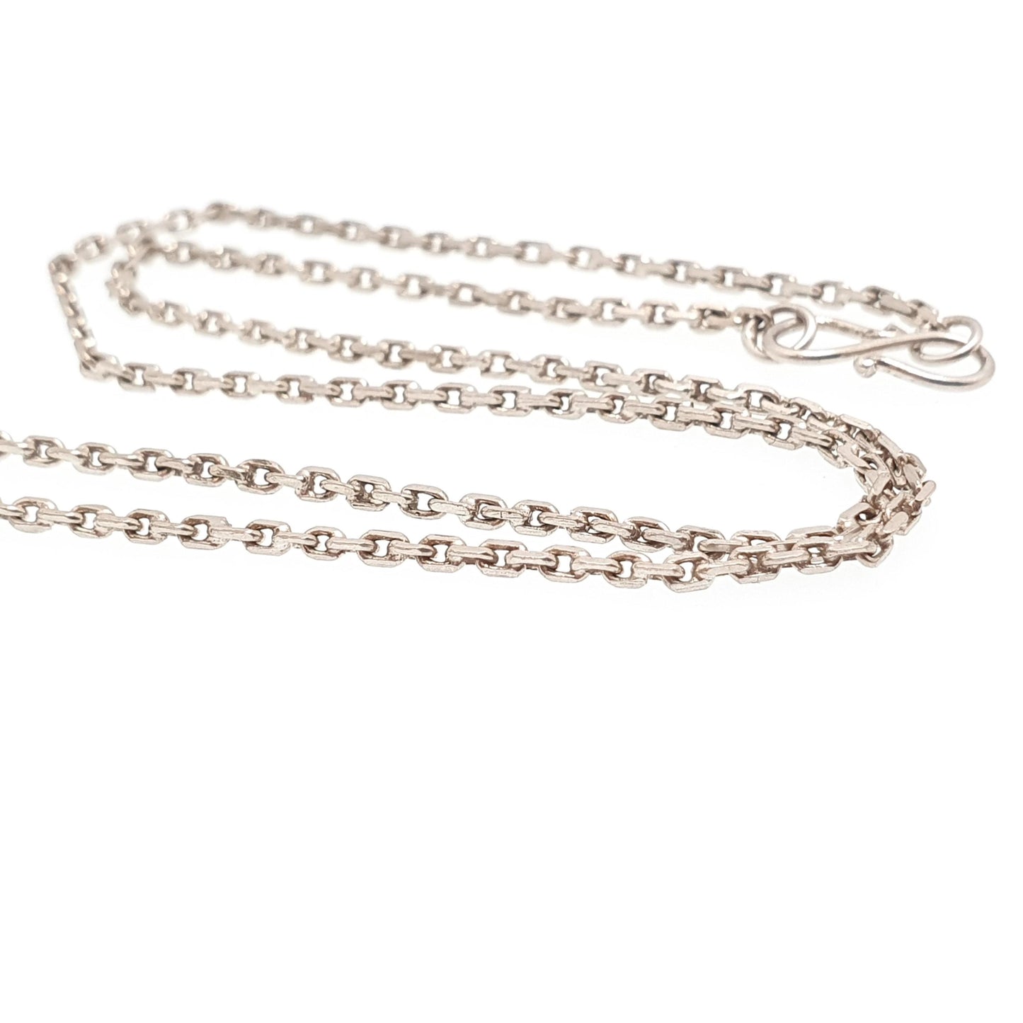 Antique Solid Silver Chain Necklace Cable Anchor Link 43cm 16.9" 2.78g Trace Oval Links Genuine Fine Womens Vintage Retro Jewelry Jewellery
