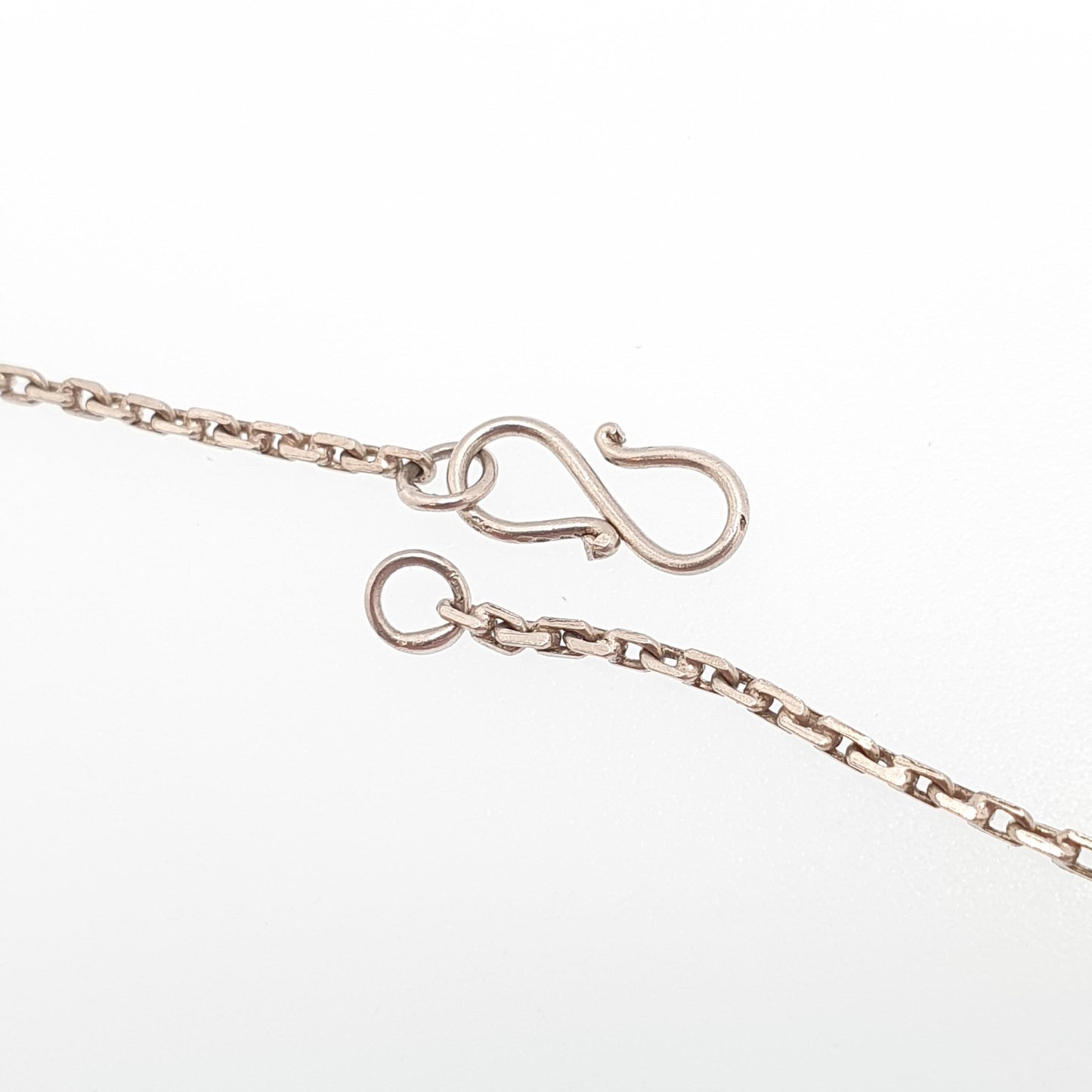 Antique Solid Silver Chain Necklace Cable Anchor Link 43cm 16.9" 2.78g Trace Oval Links Genuine Fine Womens Vintage Retro Jewelry Jewellery
