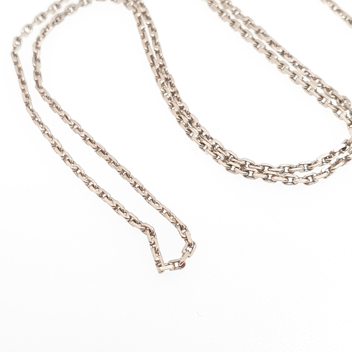 Antique Solid Silver Chain Necklace Cable Anchor Link 43cm 16.9" 2.78g Trace Oval Links Genuine Fine Womens Vintage Retro Jewelry Jewellery