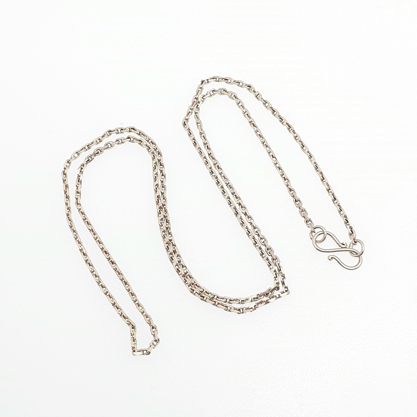 Antique Solid Silver Chain Necklace Cable Anchor Link 43cm 16.9" 2.78g Trace Oval Links Genuine Fine Womens Vintage Retro Jewelry Jewellery