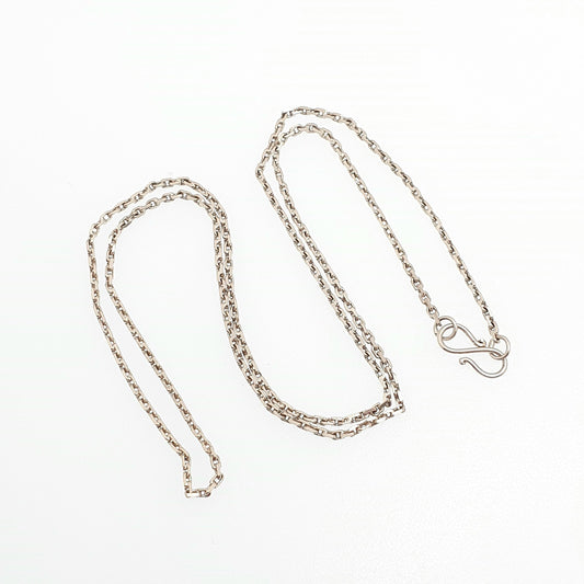 Antique Solid Silver Chain Necklace Cable Anchor Link 43cm 16.9" 2.78g Trace Oval Links Genuine Fine Womens Vintage Retro Jewelry Jewellery