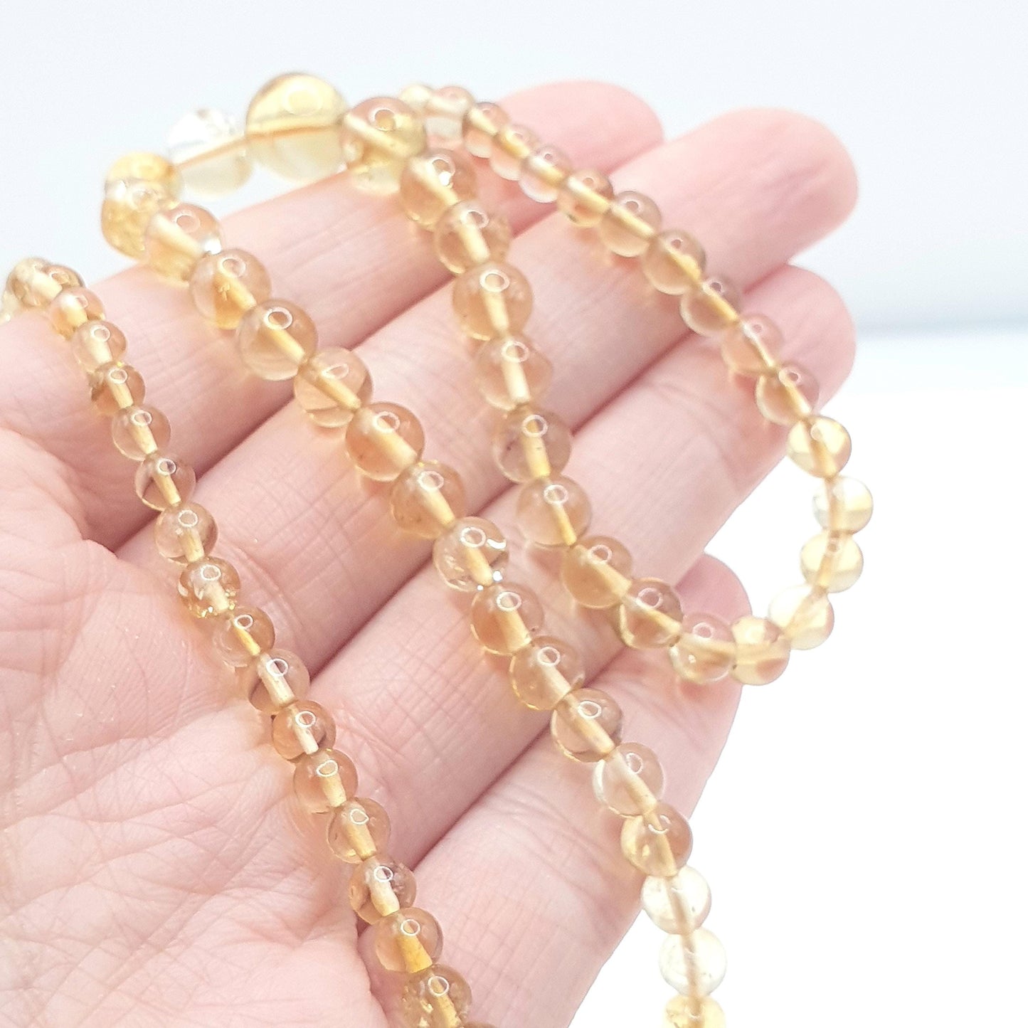 Antique Citrine Bead Necklace Art Deco Genuine Orange Quartz Gemstones Graduating Round Beads Vintage Womens Jewelry Jewellery