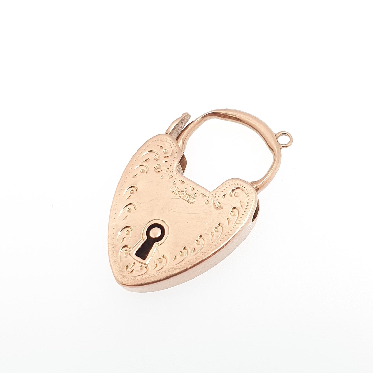 Antique 9ct Rose Gold Engraved Padlock Clasp Victorian Necklace Lock Pendant Bracelet Charm Solid 9k 9kt Vintage Jewelry Jewellery