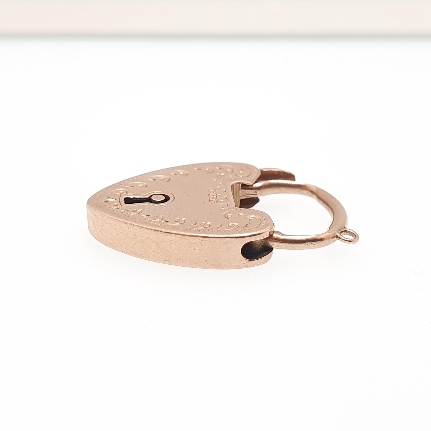 Antique 9ct Rose Gold Engraved Padlock Clasp Victorian Necklace Lock Pendant Bracelet Charm Solid 9k 9kt Vintage Jewelry Jewellery