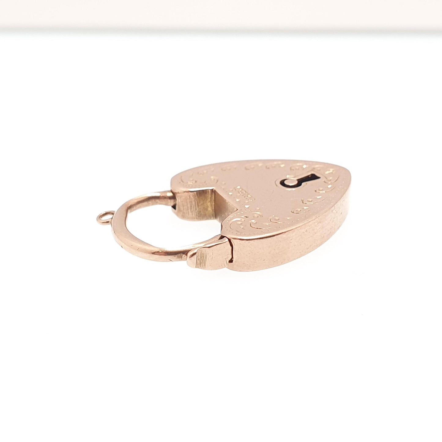 Antique 9ct Rose Gold Engraved Padlock Clasp Victorian Necklace Lock Pendant Bracelet Charm Solid 9k 9kt Vintage Jewelry Jewellery