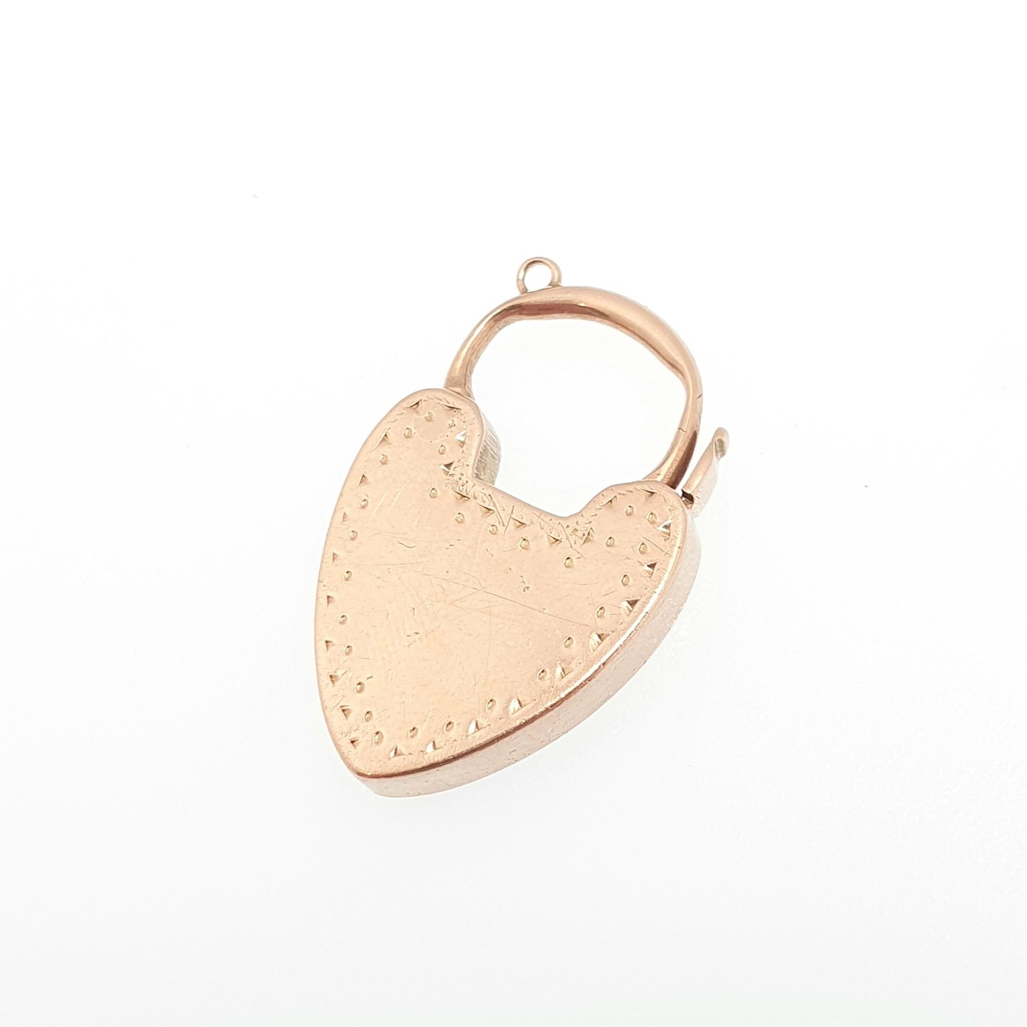 Antique 9ct Rose Gold Engraved Padlock Clasp Victorian Necklace Lock Pendant Bracelet Charm Solid 9k 9kt Vintage Jewelry Jewellery