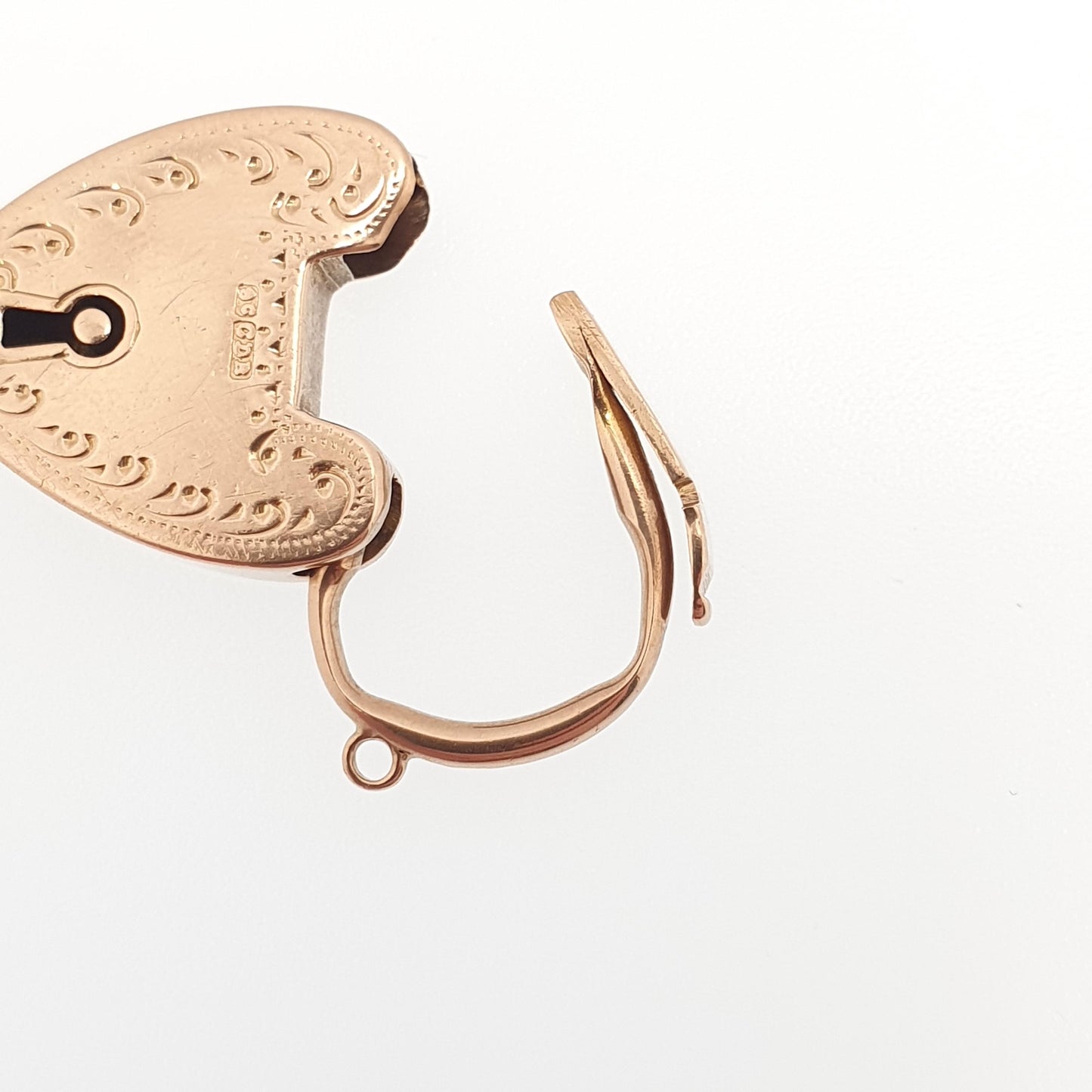 Antique 9ct Rose Gold Engraved Padlock Clasp Victorian Necklace Lock Pendant Bracelet Charm Solid 9k 9kt Vintage Jewelry Jewellery