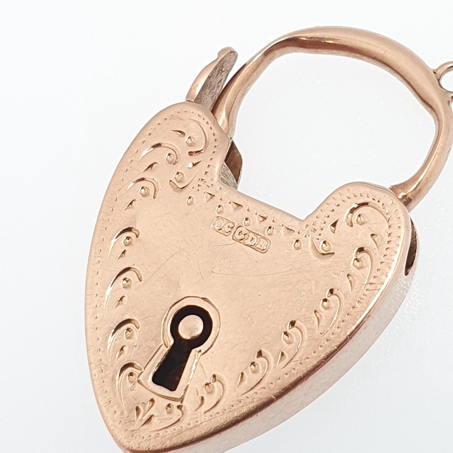 Antique 9ct Rose Gold Engraved Padlock Clasp Victorian Necklace Lock Pendant Bracelet Charm Solid 9k 9kt Vintage Jewelry Jewellery