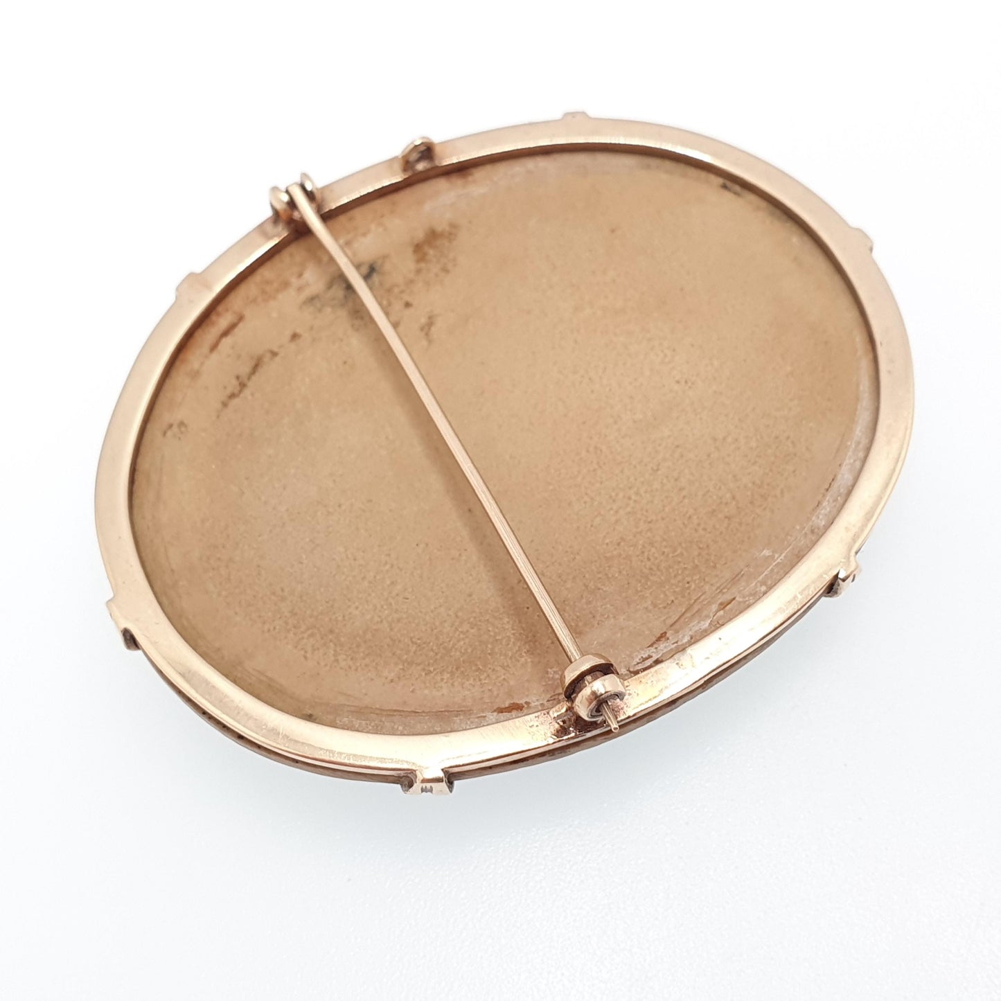 Antique 9ct Gold Lava Cameo Brooch Very Large Solid 9k 9kt High Relief Goddess Ram Goat Grapes Italian Jewelry Jewellery