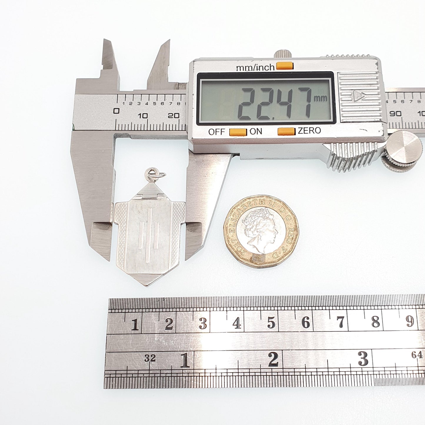 Antique Solid Silver Locket Art Deco Geometric Pattern Arrow Necklace Pendant Fine 1920s Picture Photo Jewelry Vintage Jewellery