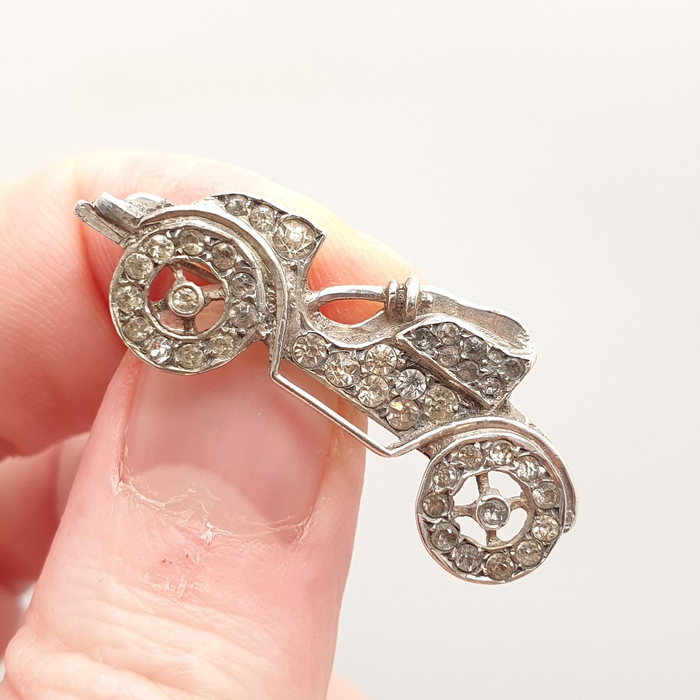 Antique Solid Silver Car Brooch Diamond Paste Automobile Collectible Sweetheart Vintage Womens Jewelry Jewellery
