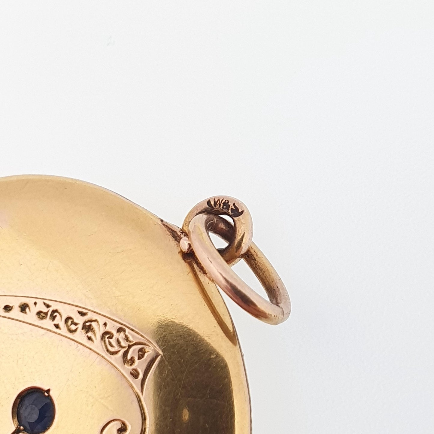 Antique Rolled Gold Locket Sapphire Paste Seed Pearl Necklace Pendant Filled Round Circle Rose & Yellow Vintage Jewellery Jewelry