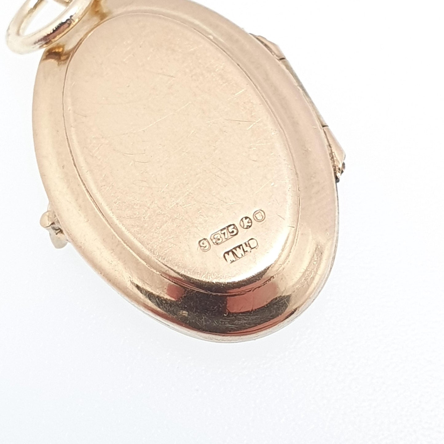 Vintage Solid 9ct 9k Gold Locket Oval All 375 9 Carat Gold Chequered Necklace Photo Picture Pendant Jewelry Jewellery