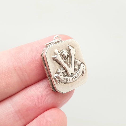 Antique Sterling Silver Jubilee Locket Necklace Queen Victorian 1887 Pendant Victorian 1886 Hallmarked Vintage Pendant Jewelry Jewellery