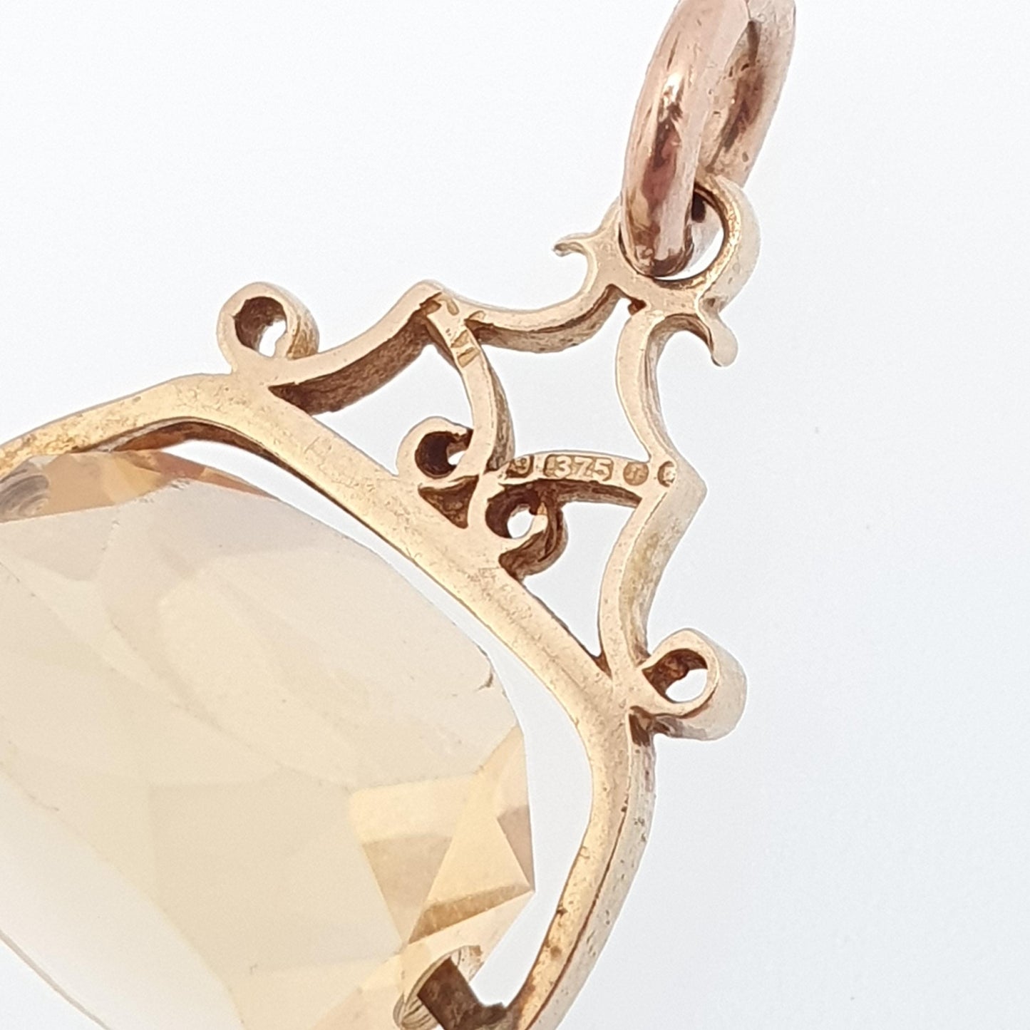 Vintage 9ct 9k Gold Citrine Spinner Fob Pendant Necklace Gemstone Albert Style Genuine Solid 375 Hallmark Vintage Jewellery Jewelry