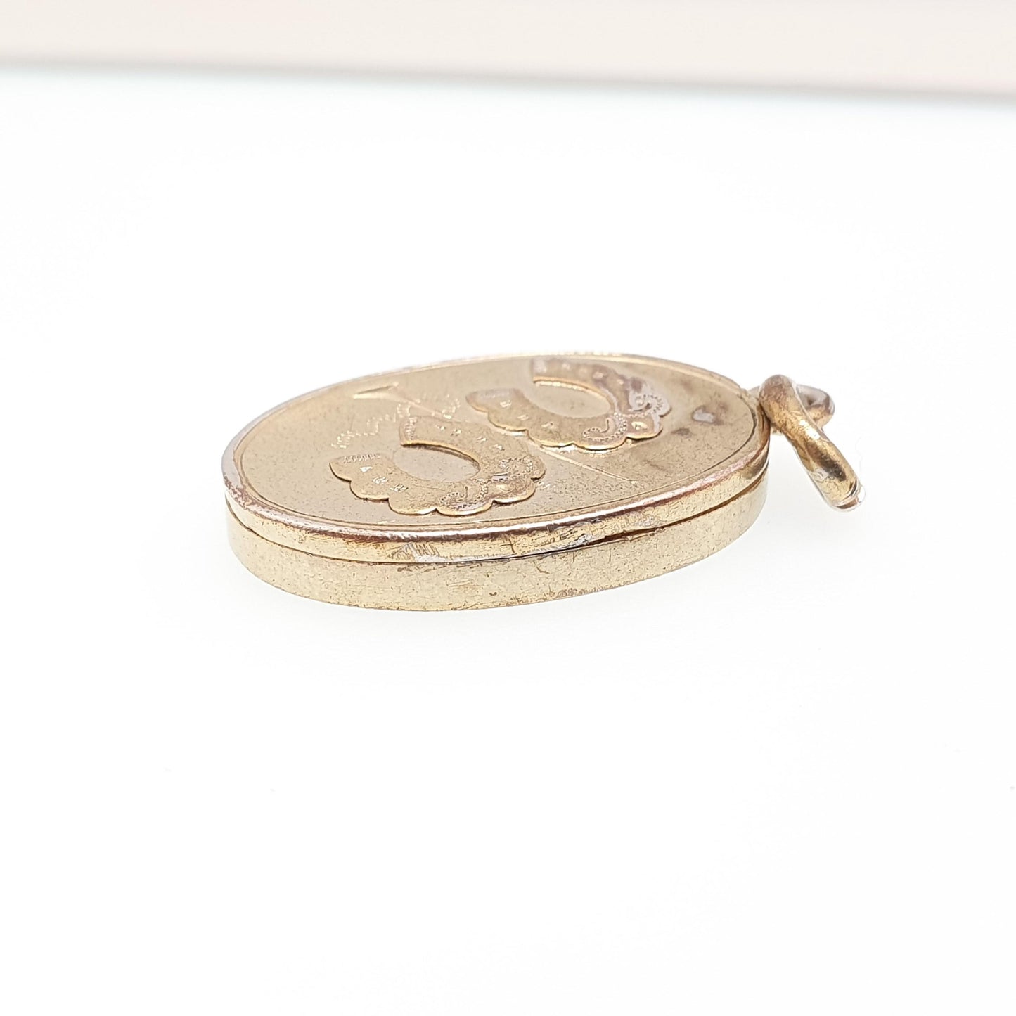Antique Gold on Silver Horseshoe Locket Victorian 1898 Hallmark Horse Riding Sterling 925 Gold Vermeil Equestrian Necklace Pendant