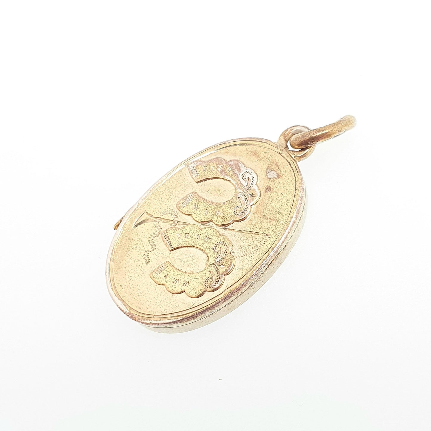 Antique Gold on Silver Horseshoe Locket Victorian 1898 Hallmark Horse Riding Sterling 925 Gold Vermeil Equestrian Necklace Pendant
