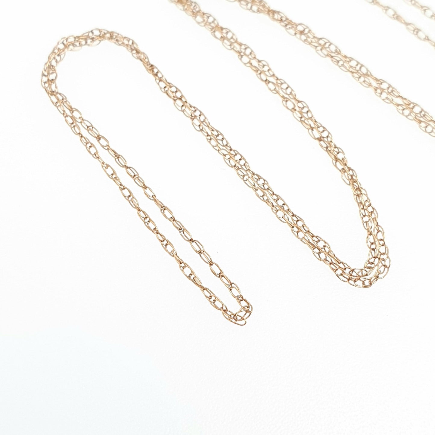 Vintage 9k 9ct Gold Chain Necklace Rope Link 47cm 18.5" 0.60g Twisting Cable Link Helix Long Fine Solid 375 Jewelry Jewellery