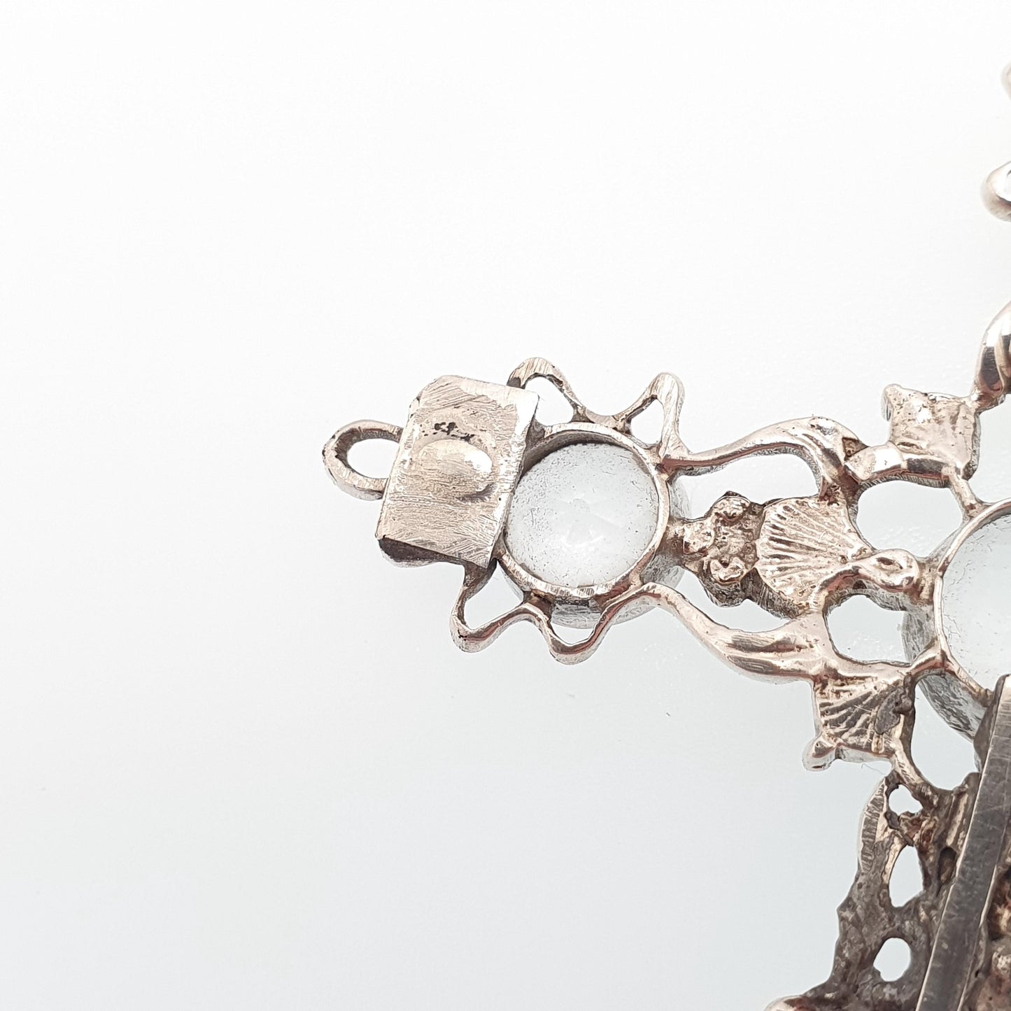 Antique Victorian Solid Silver Rock Crystal Crucifix Necklace Pendant Quartz Gemstone Very Large Big Jewelry Vintage Jewelry