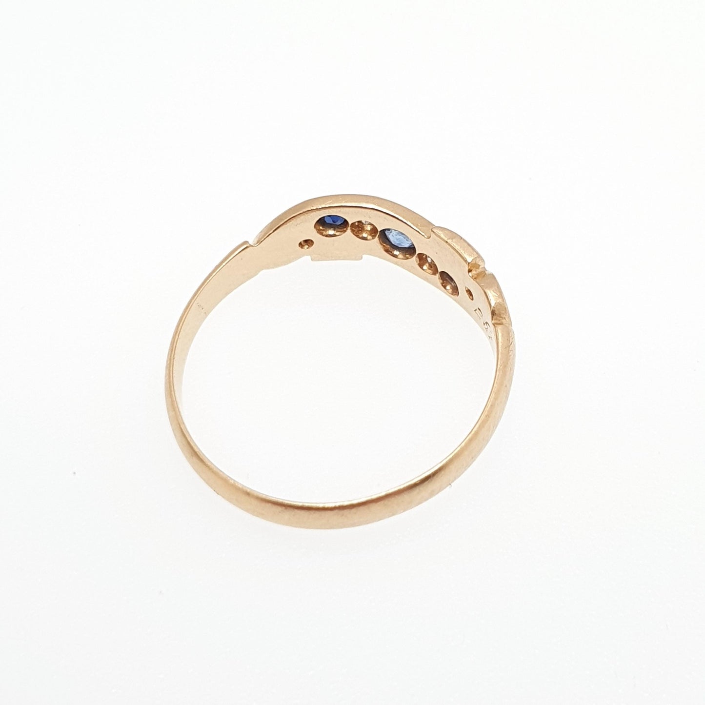 Antique 18ct Gold Sapphire & Diamond Ring Solid 18k 750 1905 Hallmark Five Gemstone Edwardian Vintage Jewelry Jewellery