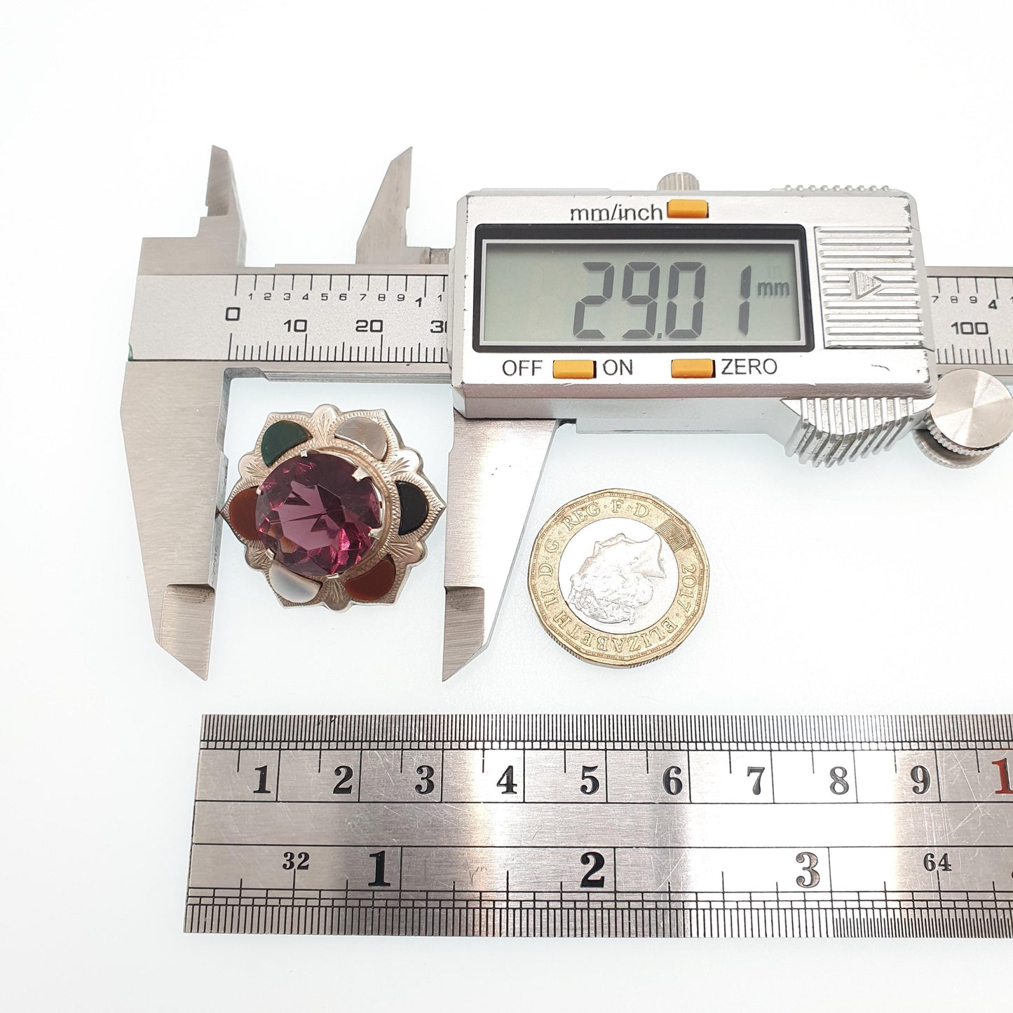 Old Vintage Scottish Sterling Silver Jasper Agate Brooch Pin Amethyst Paste Jasper Antique Victorian Style Jewelry Jewellery