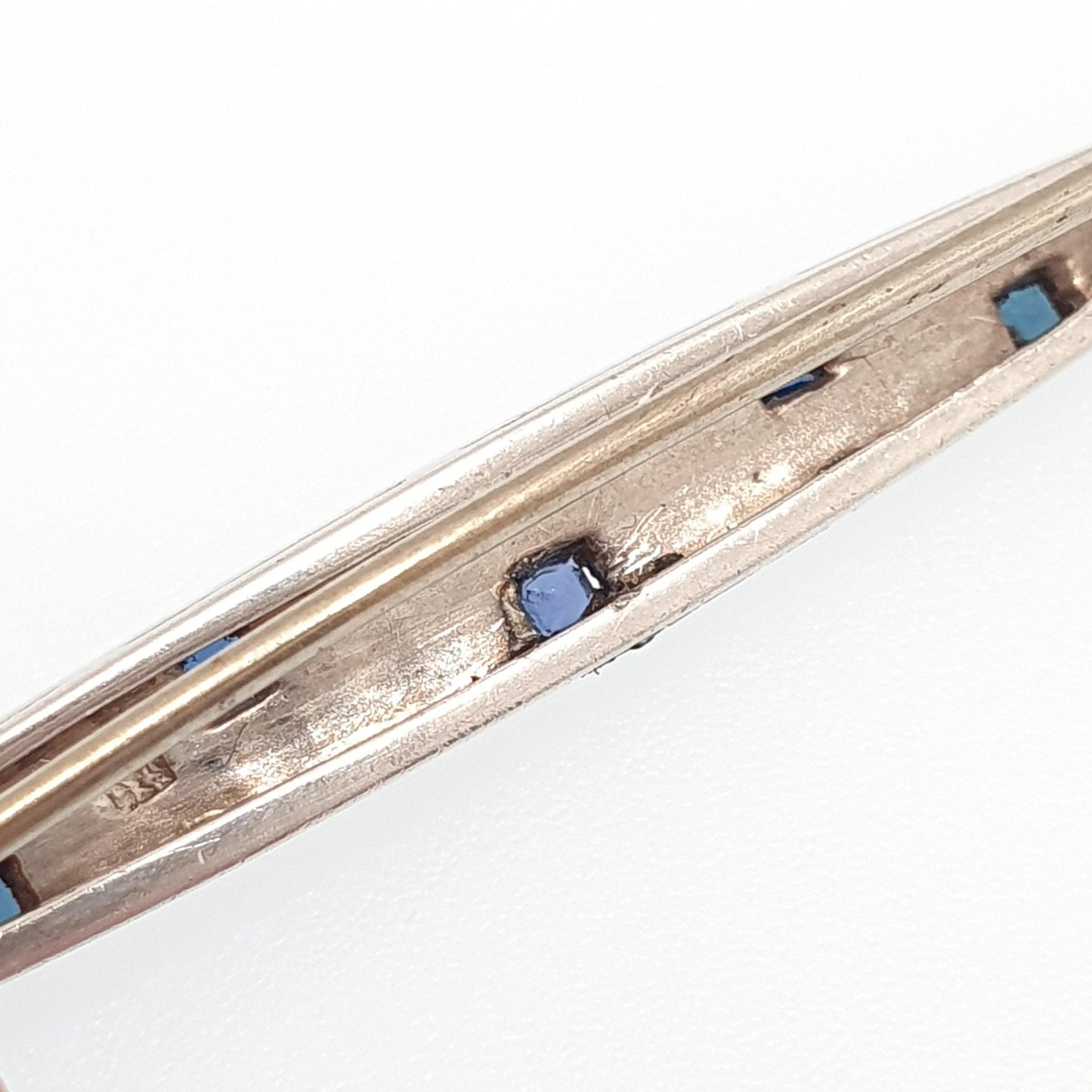 Antique Sterling Silver Sapphire Diamond Paste Brooch Art Deco Pave Channel Set Geometric 1920s Vintage Solid 935 Womens Jewellery Jewelry