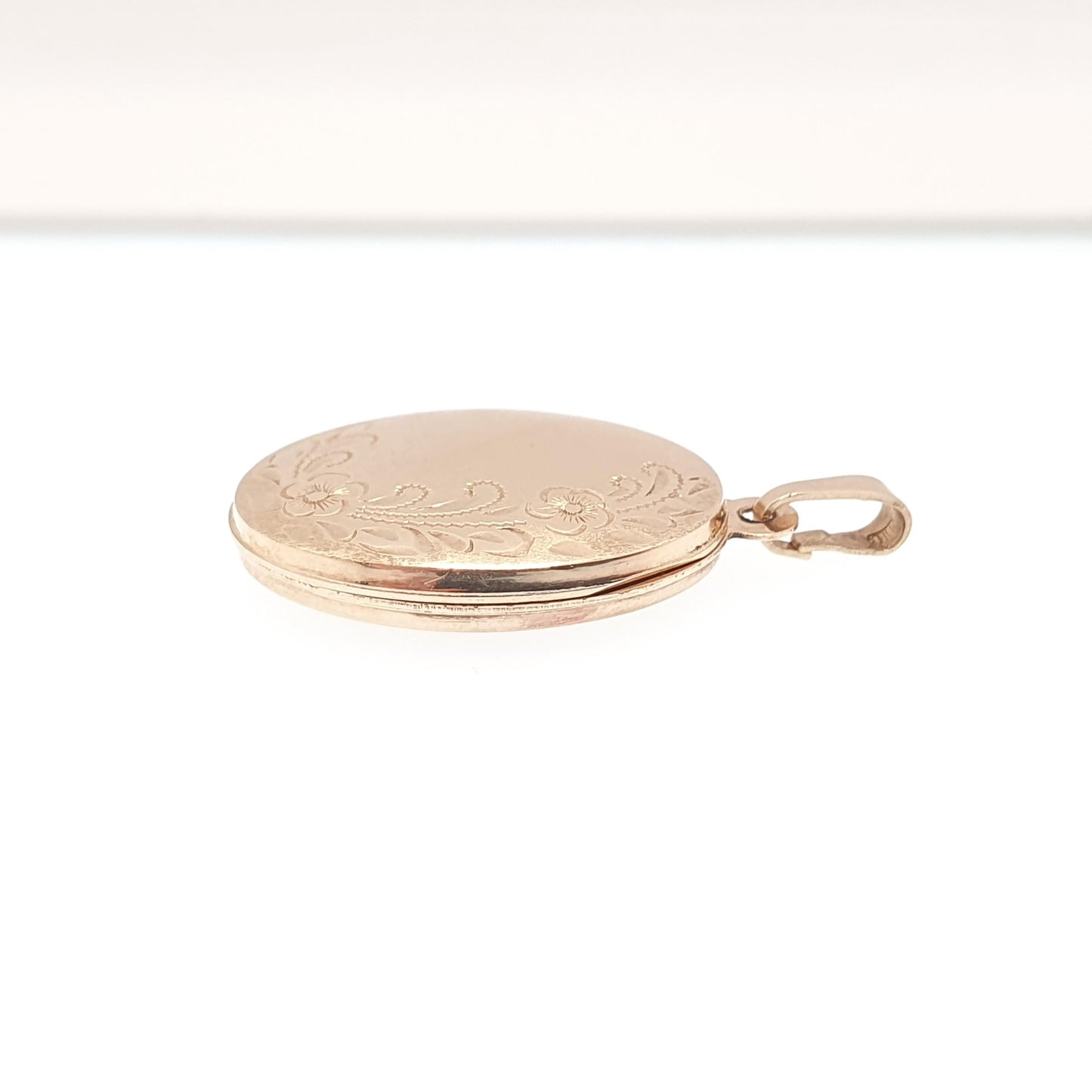 Vintage Solid 9ct 9k Gold Locket Oval All 375 9 Carat Gold Flower Engraved Necklace Photo Picture Pendant Jewelry