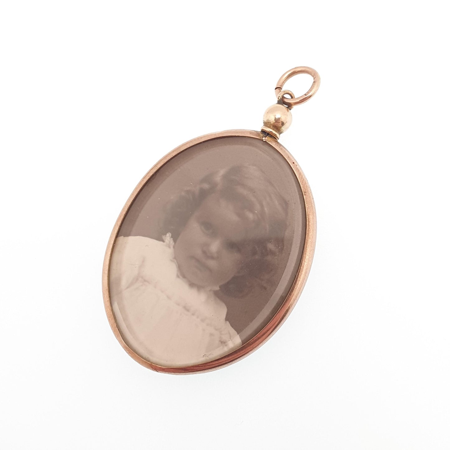 Antique 9ct Rose Gold Locket Pendant Necklace Solid 375 9k 9kt Oval Plain Vintage Photo Picture Glass Gift Jewelry Jewellery