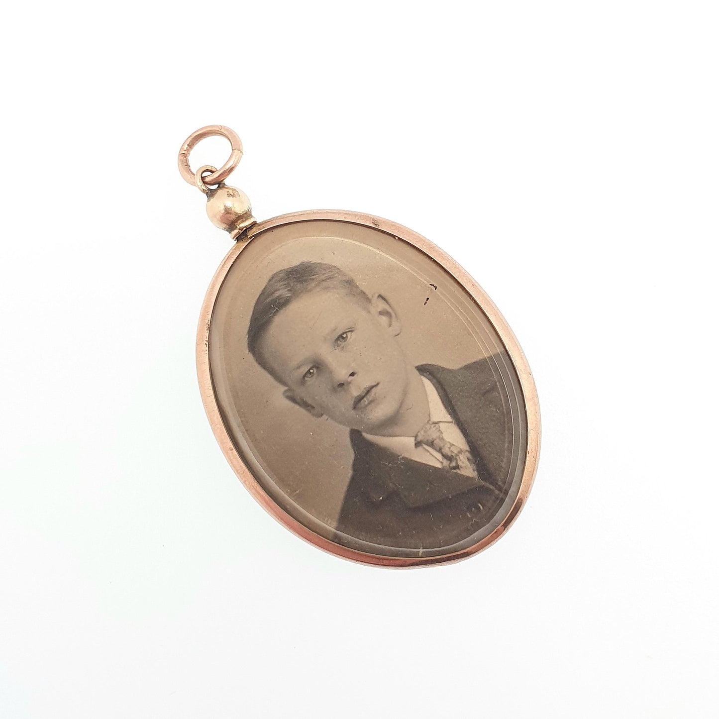 Antique 9ct Rose Gold Locket Pendant Necklace Solid 375 9k 9kt Oval Plain Vintage Photo Picture Glass Gift Jewelry Jewellery